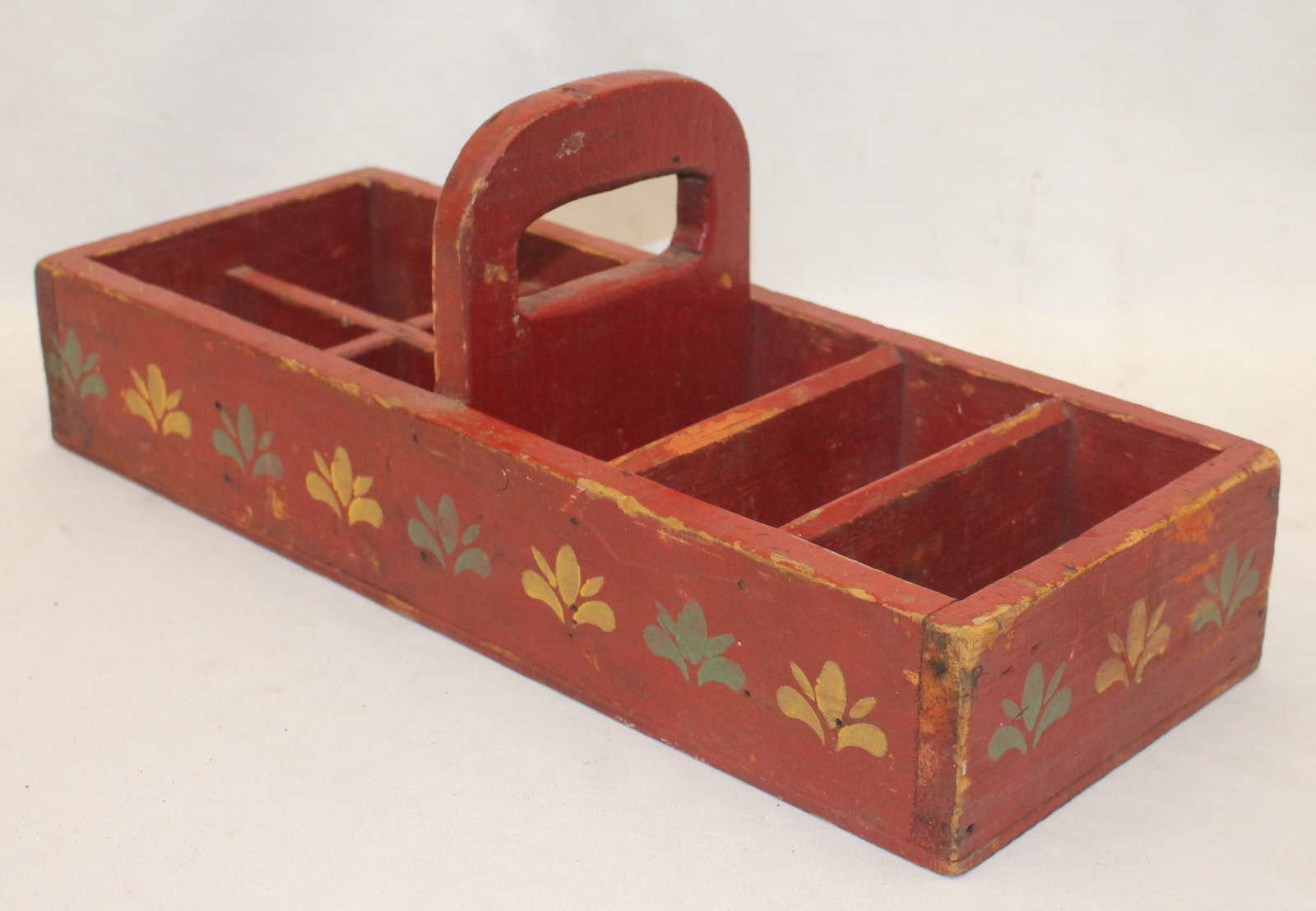 red & floral paint dec utility box 6" tall x 16" long x 6" deep: red & floral paint dec utility box 6" tall x 16" long x 6" deep