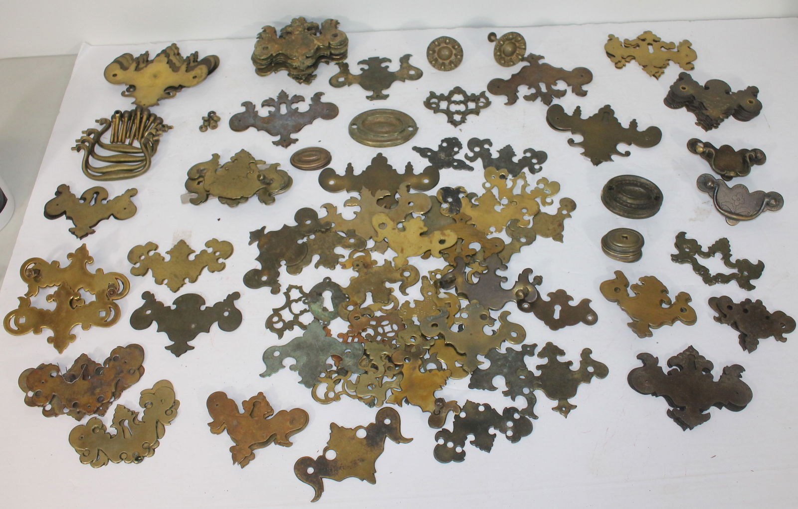 Large lot of period furniture brasses in pairs, sets & singles (1 of 13)