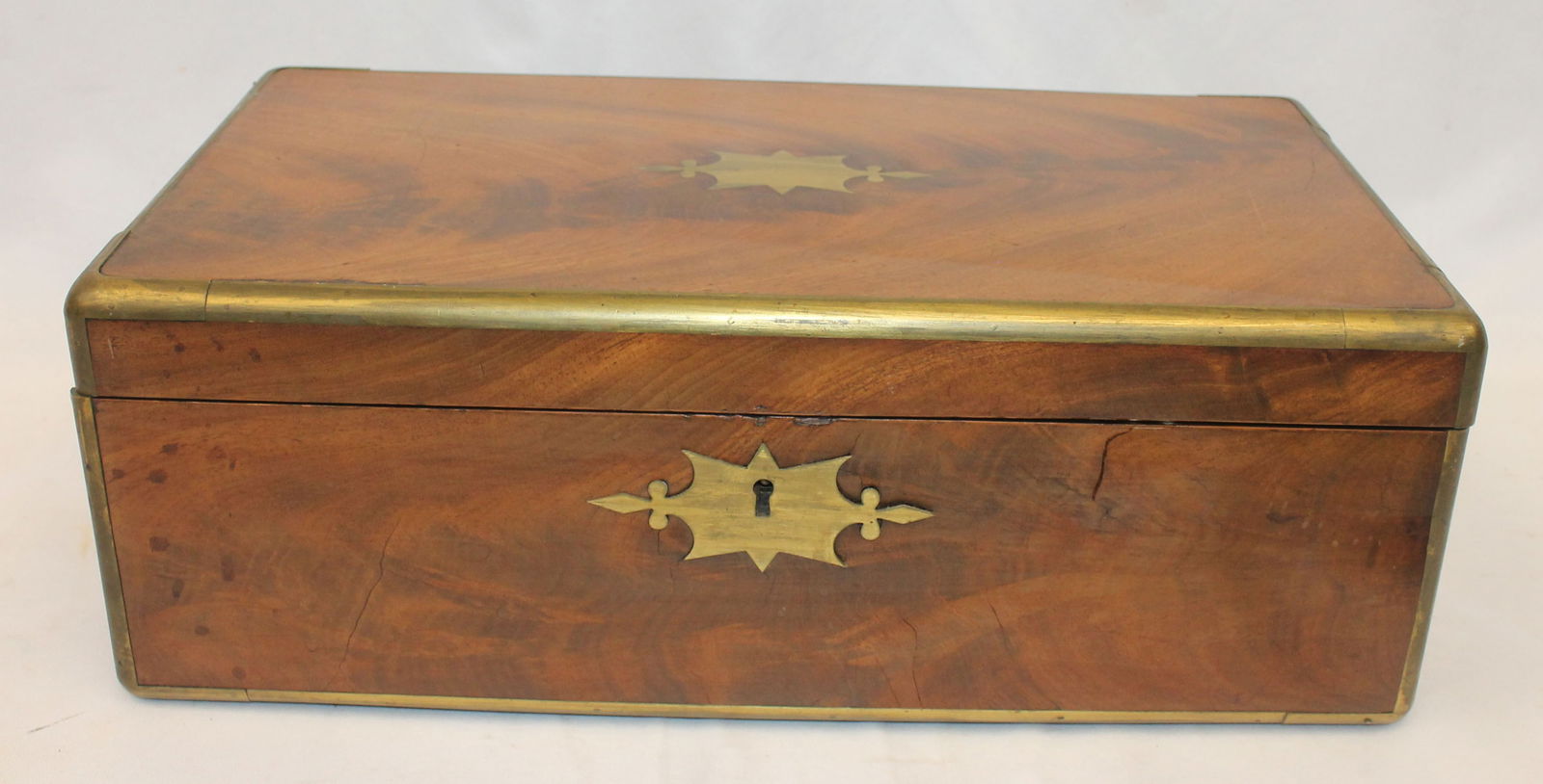 Victorian walnut brass bound lap desk - 17 1/2" wide x 10" deep x 6" tall (1 of 6)