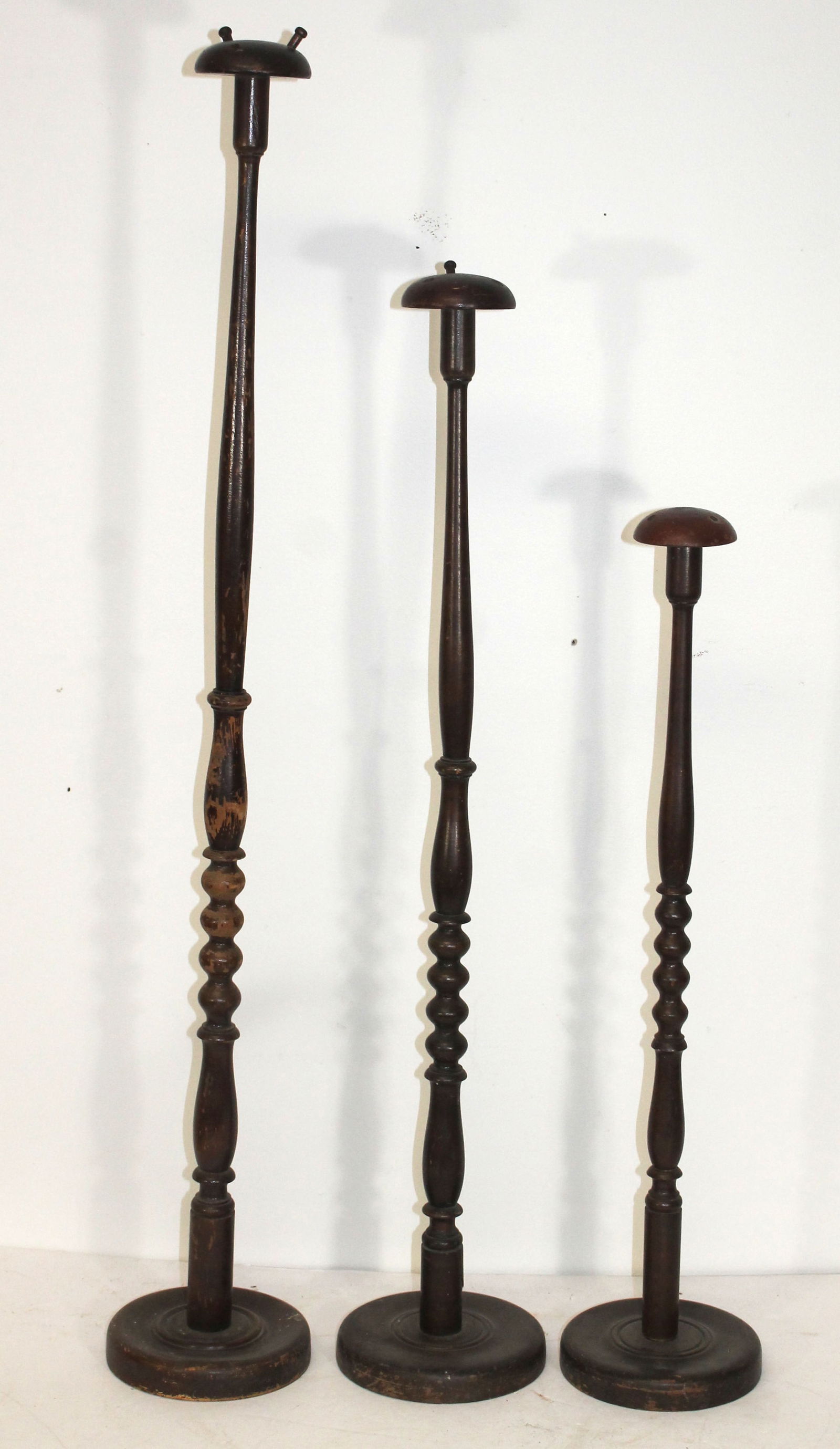 Lot of 3 wooden hat/wig stands (1 of 8)