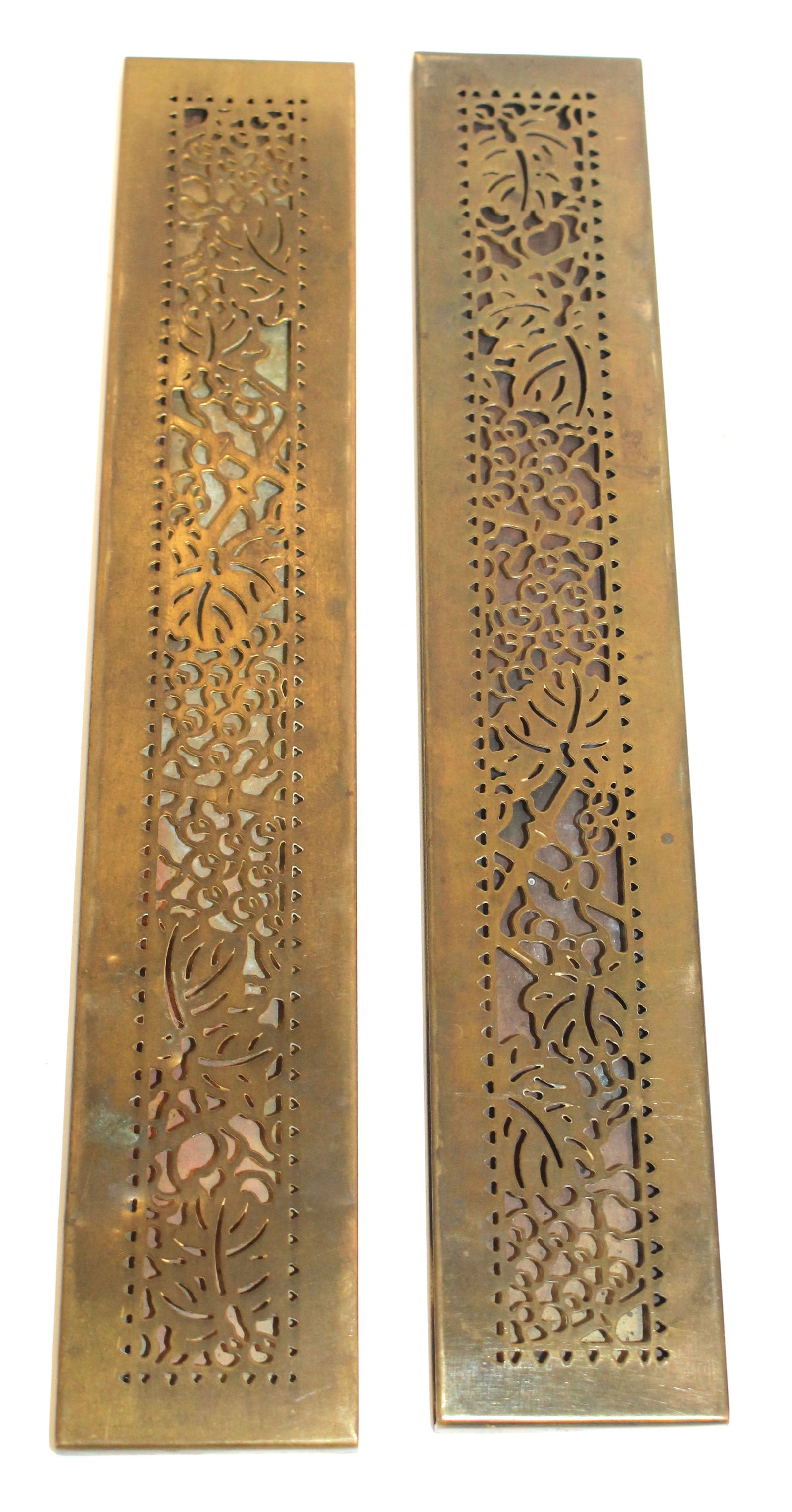 pr of Tiffany Studios Grapevine pattern bronze blotter ends - 12" (1 of 4)