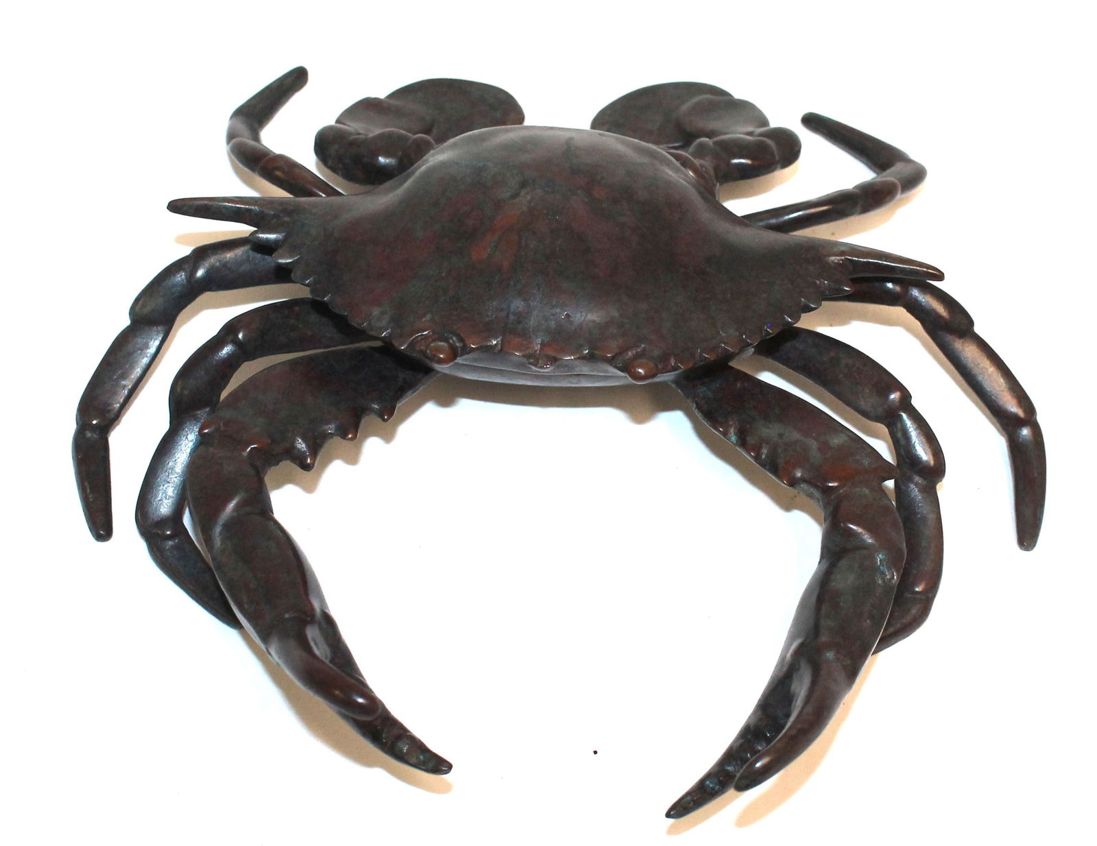 Bronze crab figural ink well (missing insert) in the manner of Tiffany Studios - 7 1/2" wide (1 of 5)