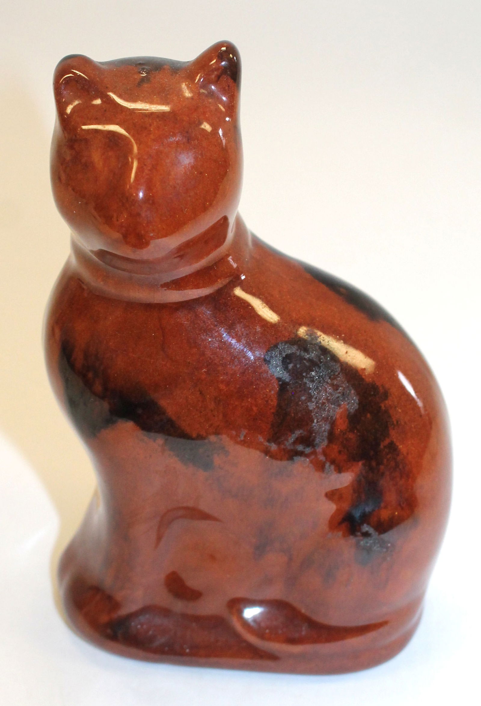 Lester Breininger Pottery, PA redware figural cat bank - 4 1/2" tall (1 of 5)