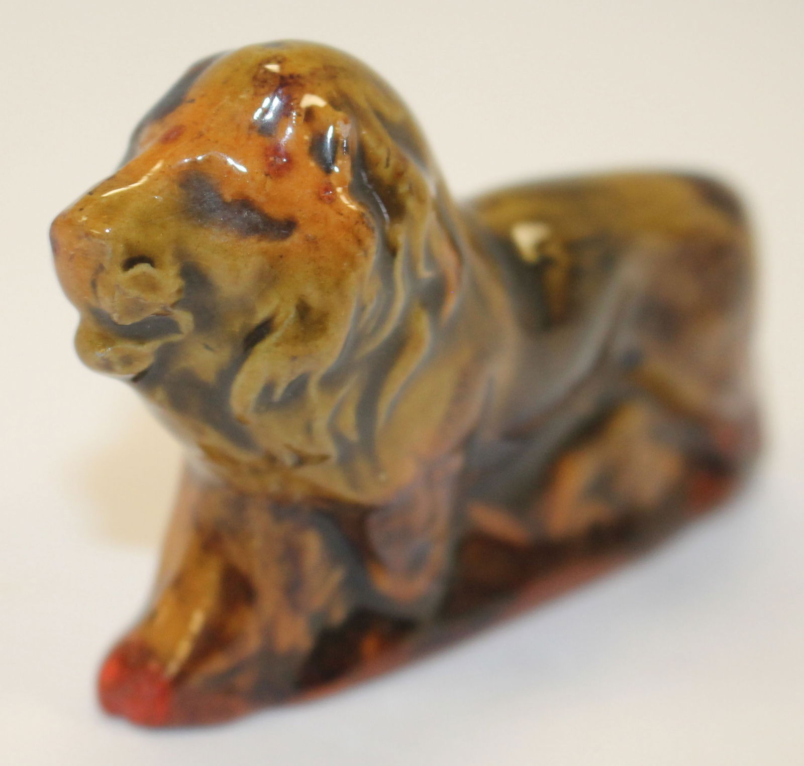 Lester Breininger Pottery, PA redware figural lion - 2" tall x 3" long (1 of 4)