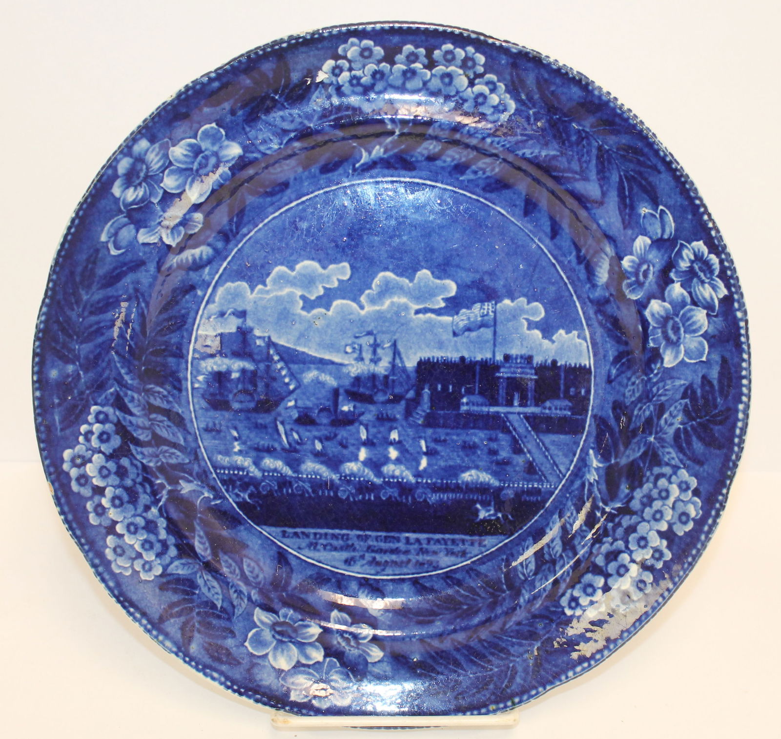 Dark Blue Historical plate "The Landing of General Lafayette at Castle Garden, New York August 16, (1 of 6)