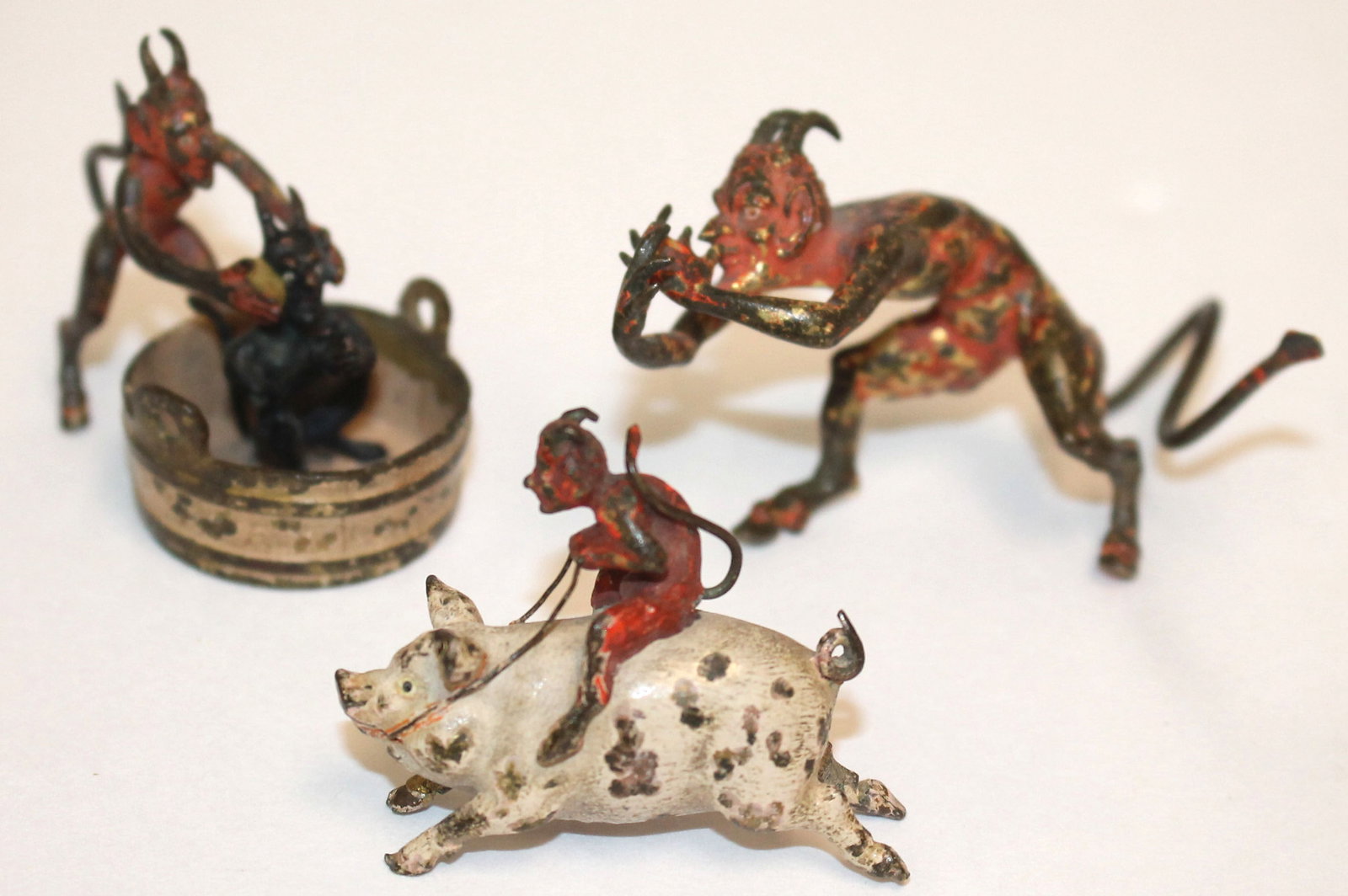 Lot of 3 miniature Austrian cold painted bronze satyr figures  - early 20thC - approx 1 - 1 1/2" (1 of 12)
