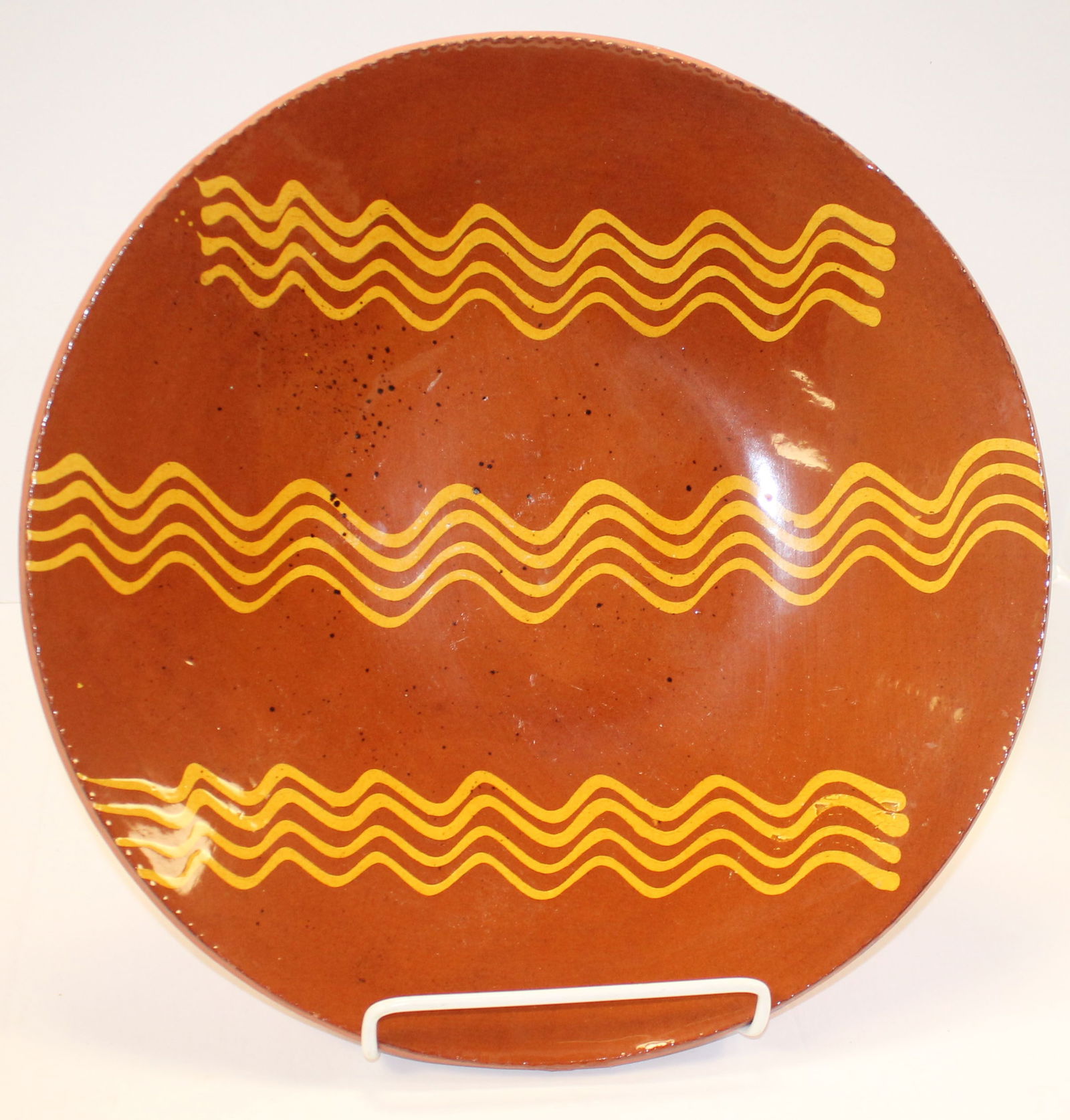 Lester Breininger Pottery, PA redware 15 1/2" round charger (1 of 6)