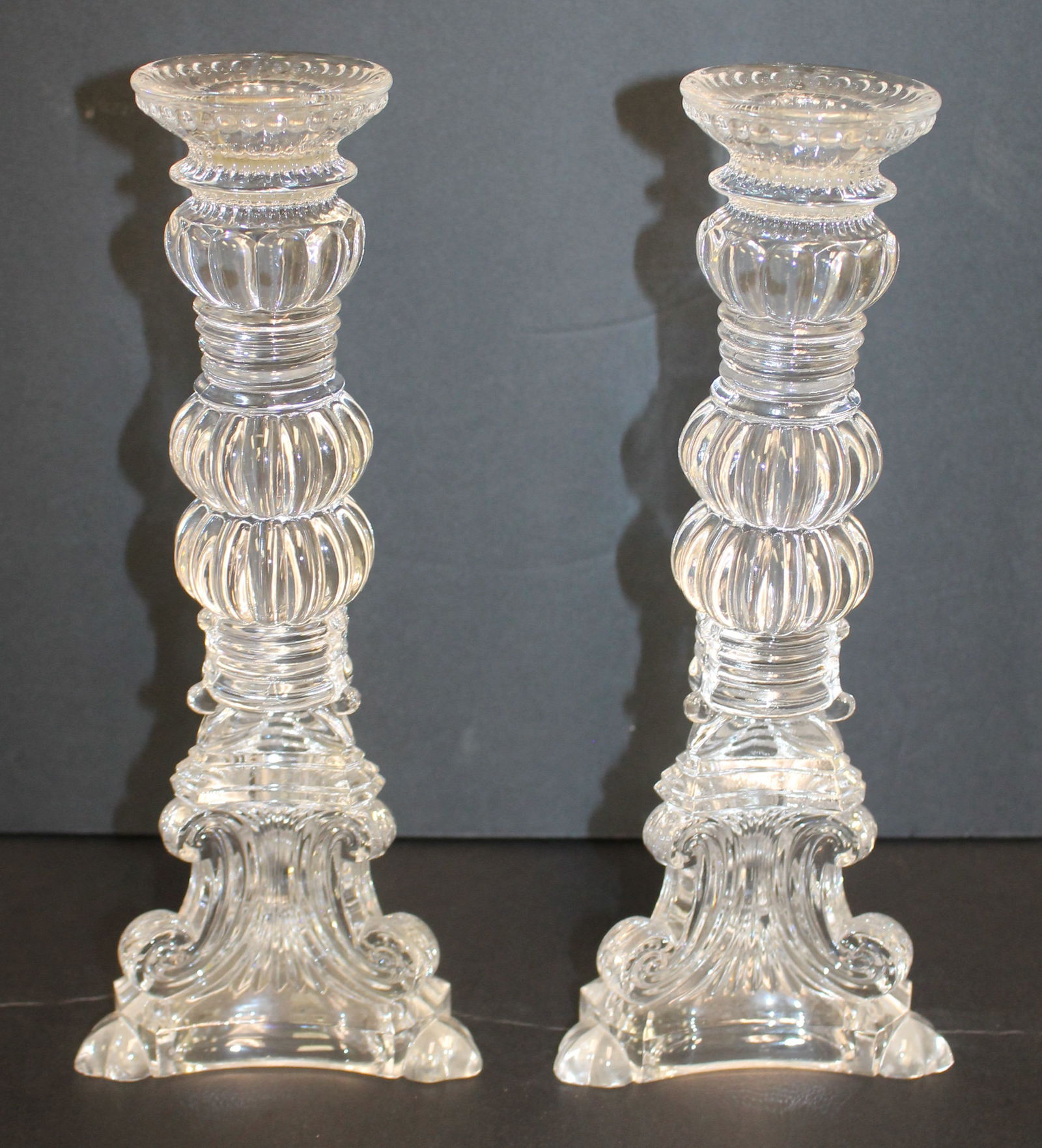 Pair of lead crystal candlesticks - 10" tall (1 of 7)