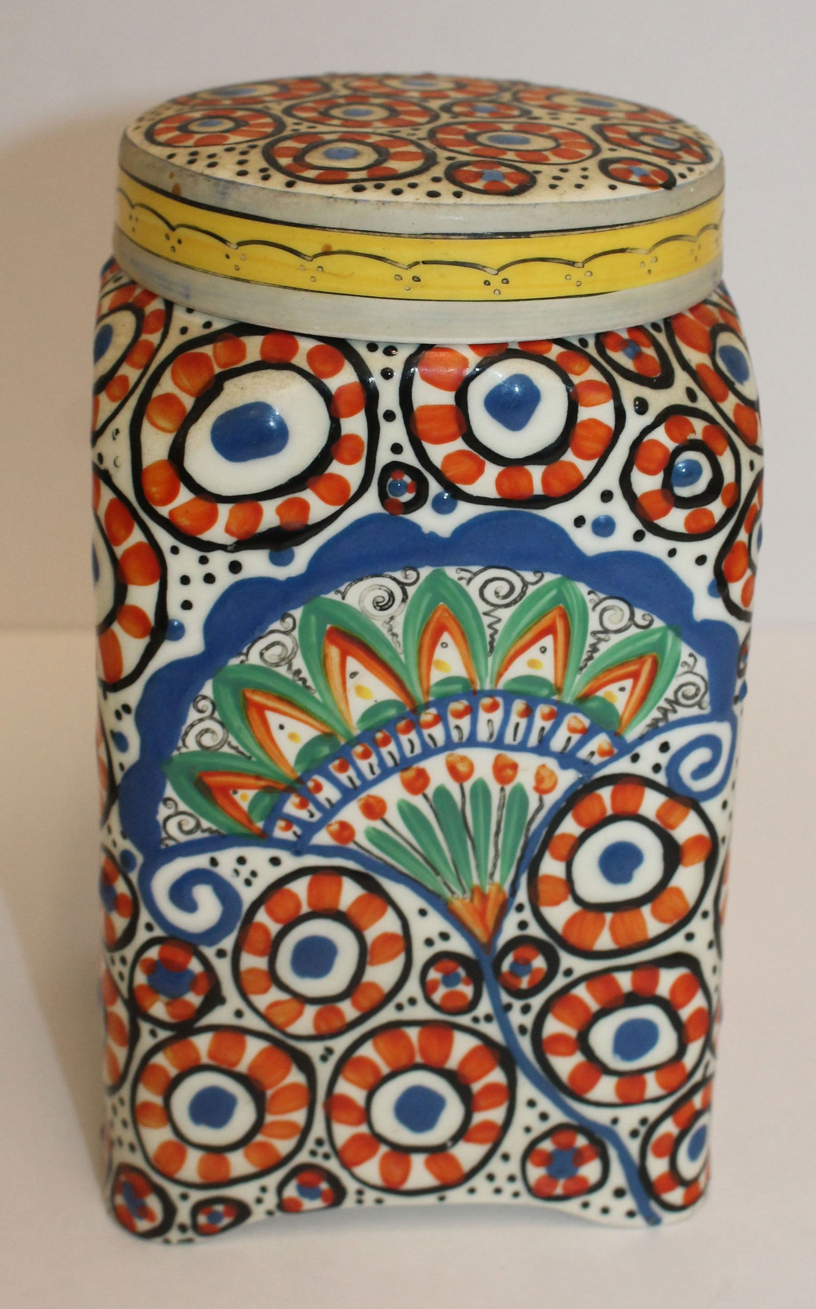 Czechoslovakia hand painted ceramic biscuit jar - 7 1/4" tall (1 of 6)