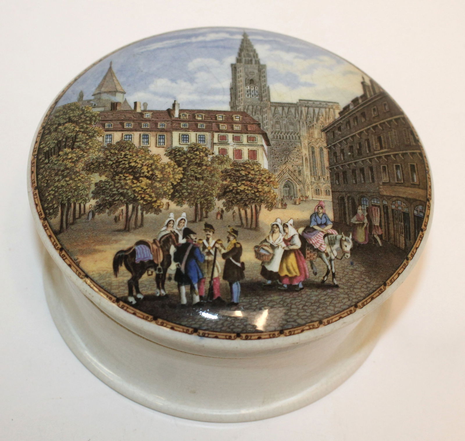 Prattware box (pot lid w base) - 5" diam x 2" tall (1 of 4)