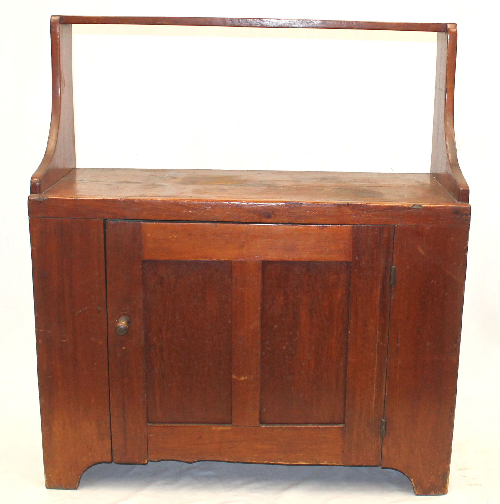19thC bucket bench w 1 cupboard door - 42 1/2" tall x 37" wide x 14" deep (1 of 8)