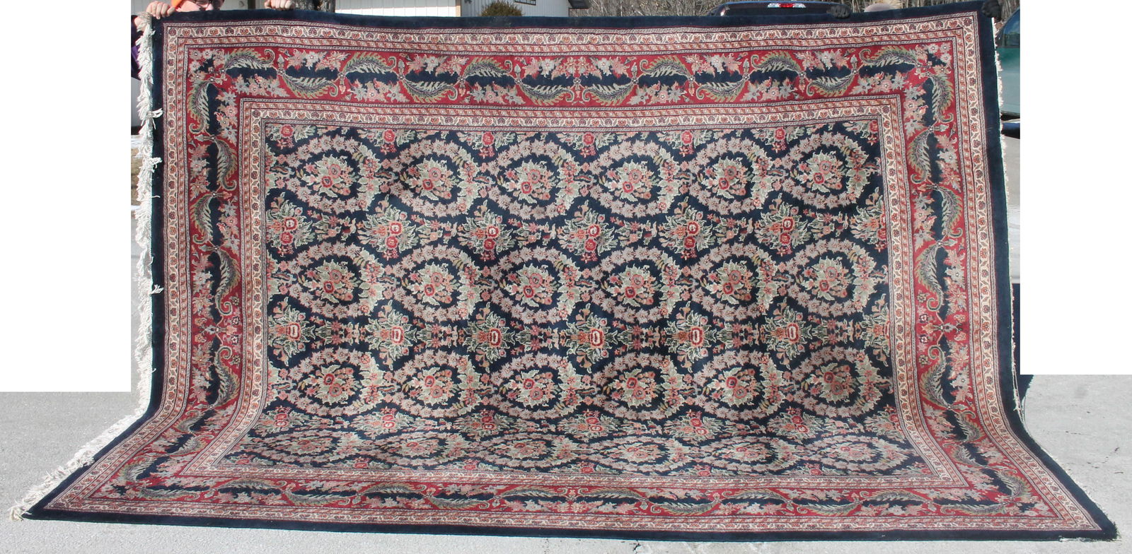 Persian room size blue Oriental rug - 8'10"x11'4" (1 of 11)