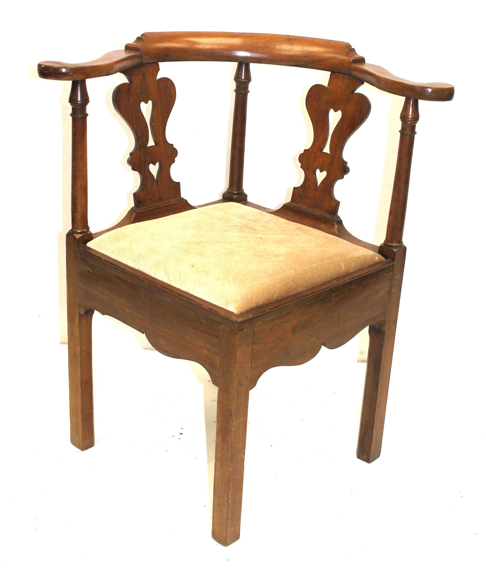 Antique corner chair w heart cut out back splats - 32 1/2" tall w 18" seat height (1 of 11)