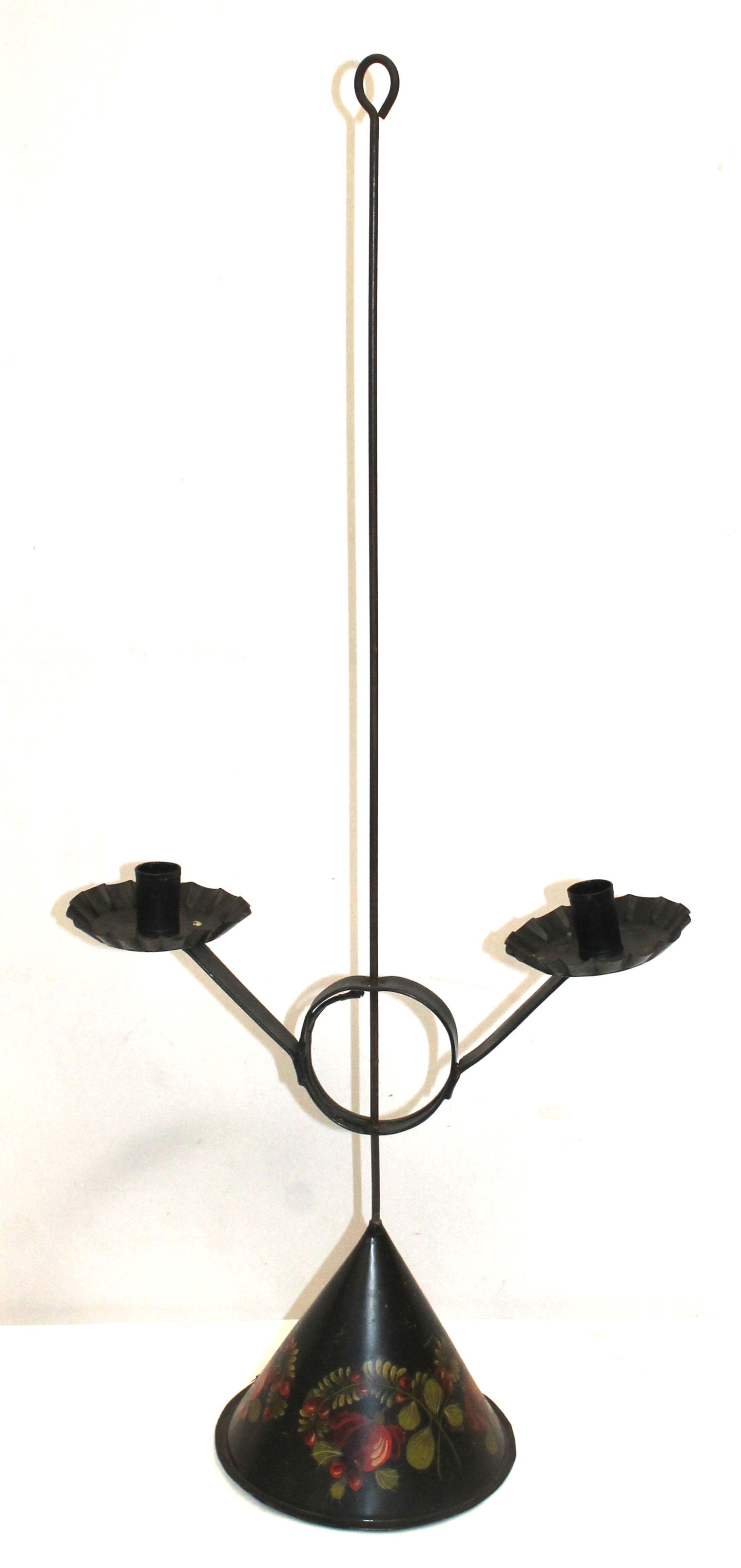 Vintage tole table top double candle sconce - 32" tall x 14" wide (1 of 3)