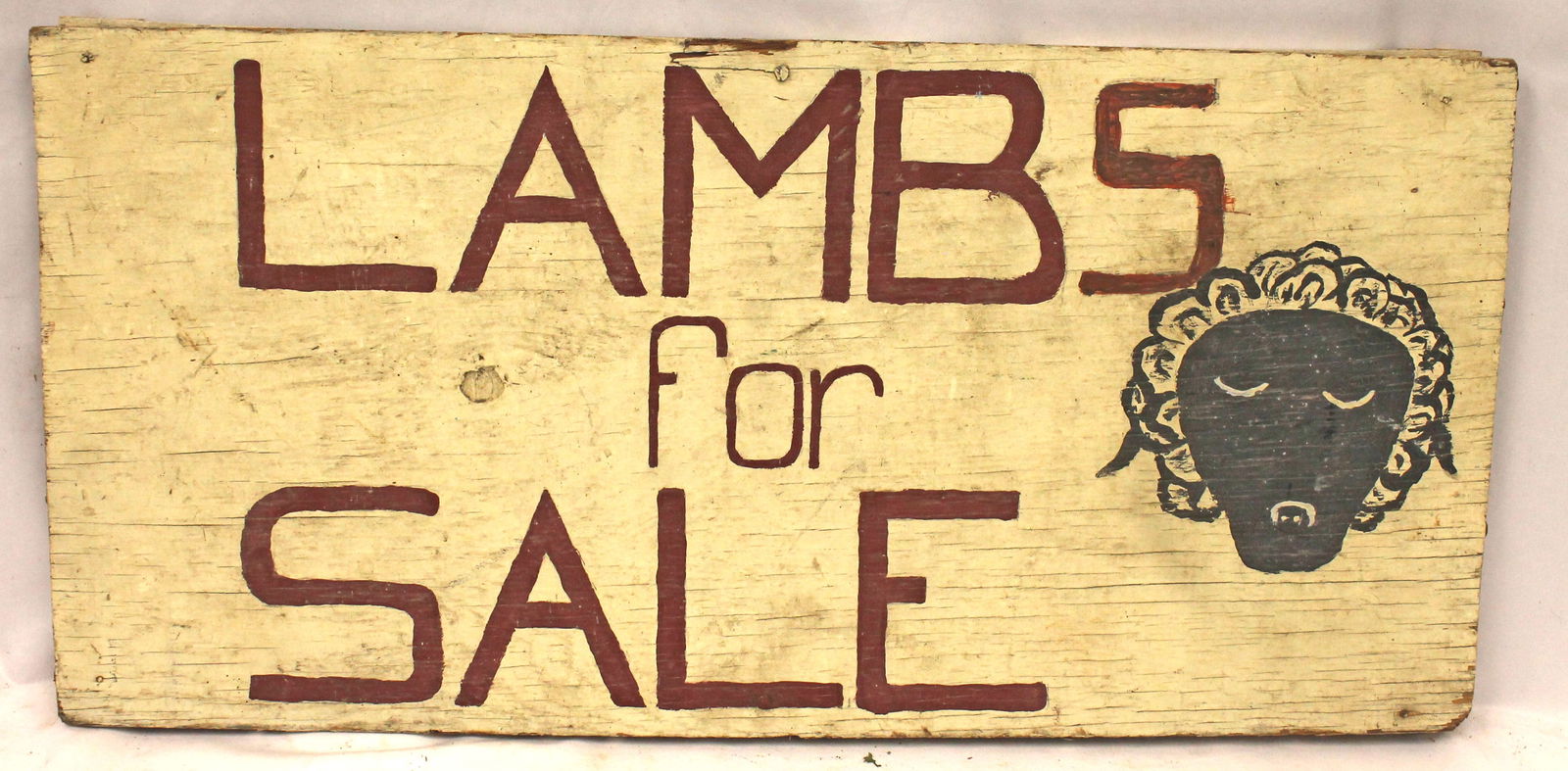 Antique/Vintage wooden painted sign "Lambs For Sale" - 14"x29" (1 of 4)
