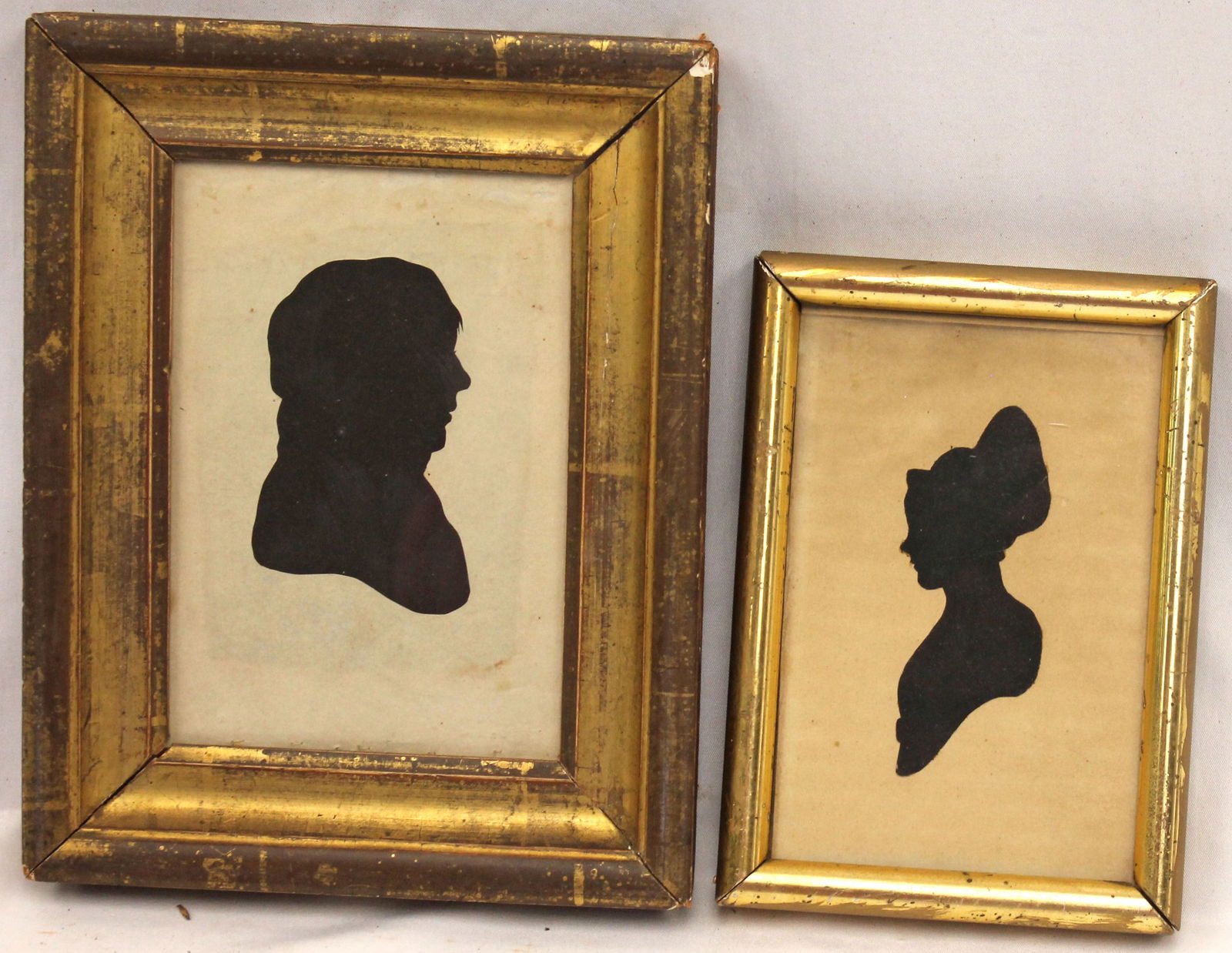 Lot of 2 antique silhouettes of a man & a woman - overall framed sizes 9"x7" & 6 3/4"x5" (1 of 7)