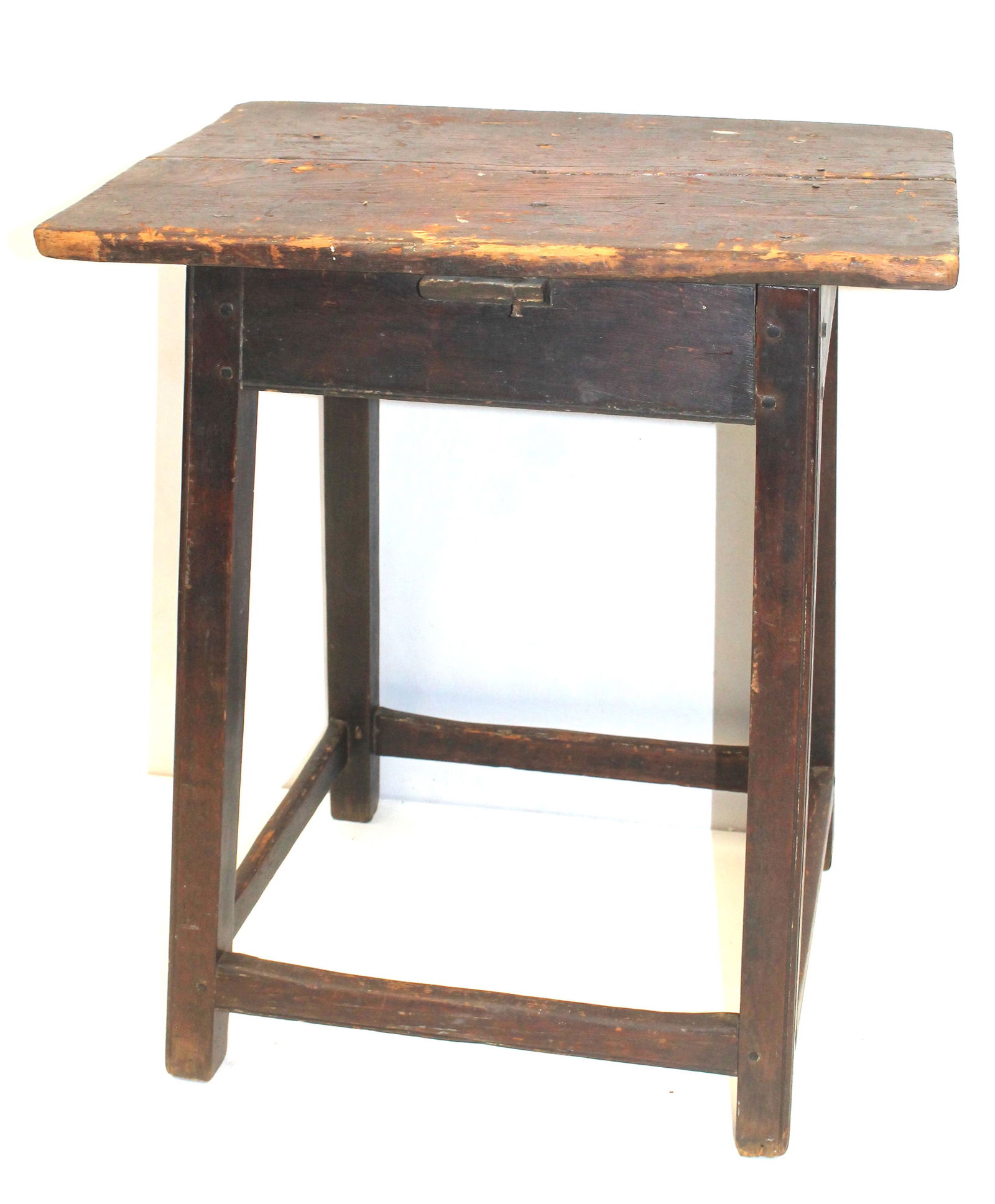 Late 17th/early 18thC MA tavern table in orig old surface - 29" tall x 25" wide x 18" deep (1 of 10)
