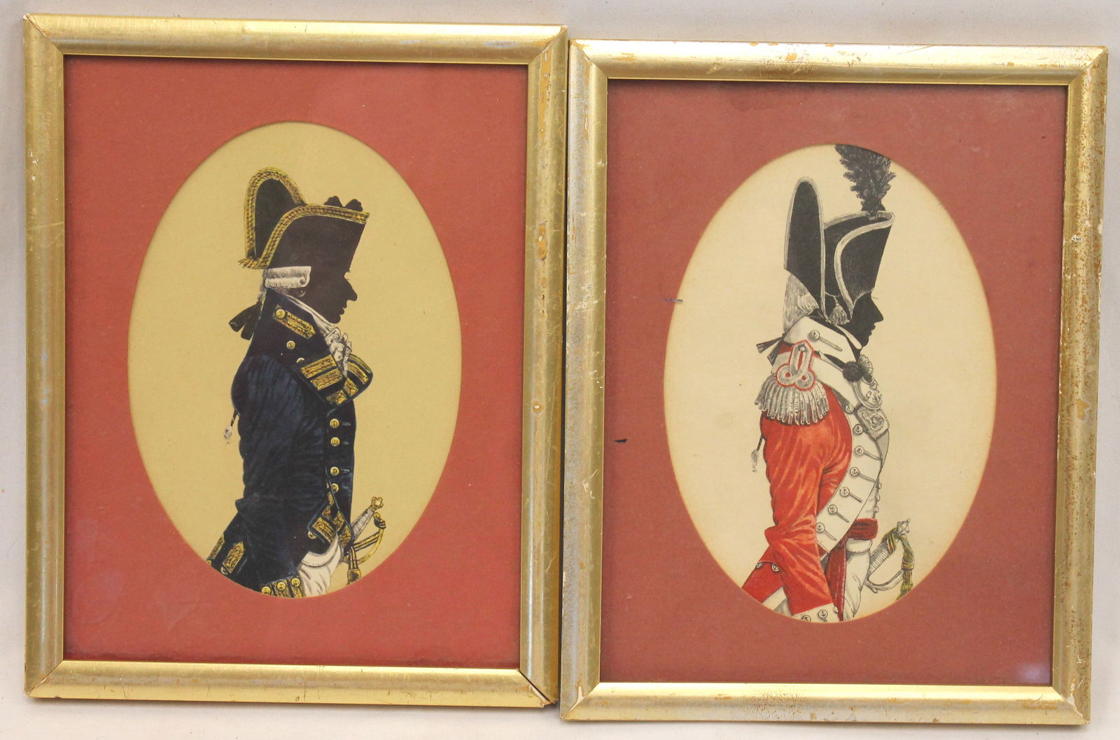 Pr of English hand colored prints of officers - 9 1/2"x7 1/2" overall framed size (1 of 9)