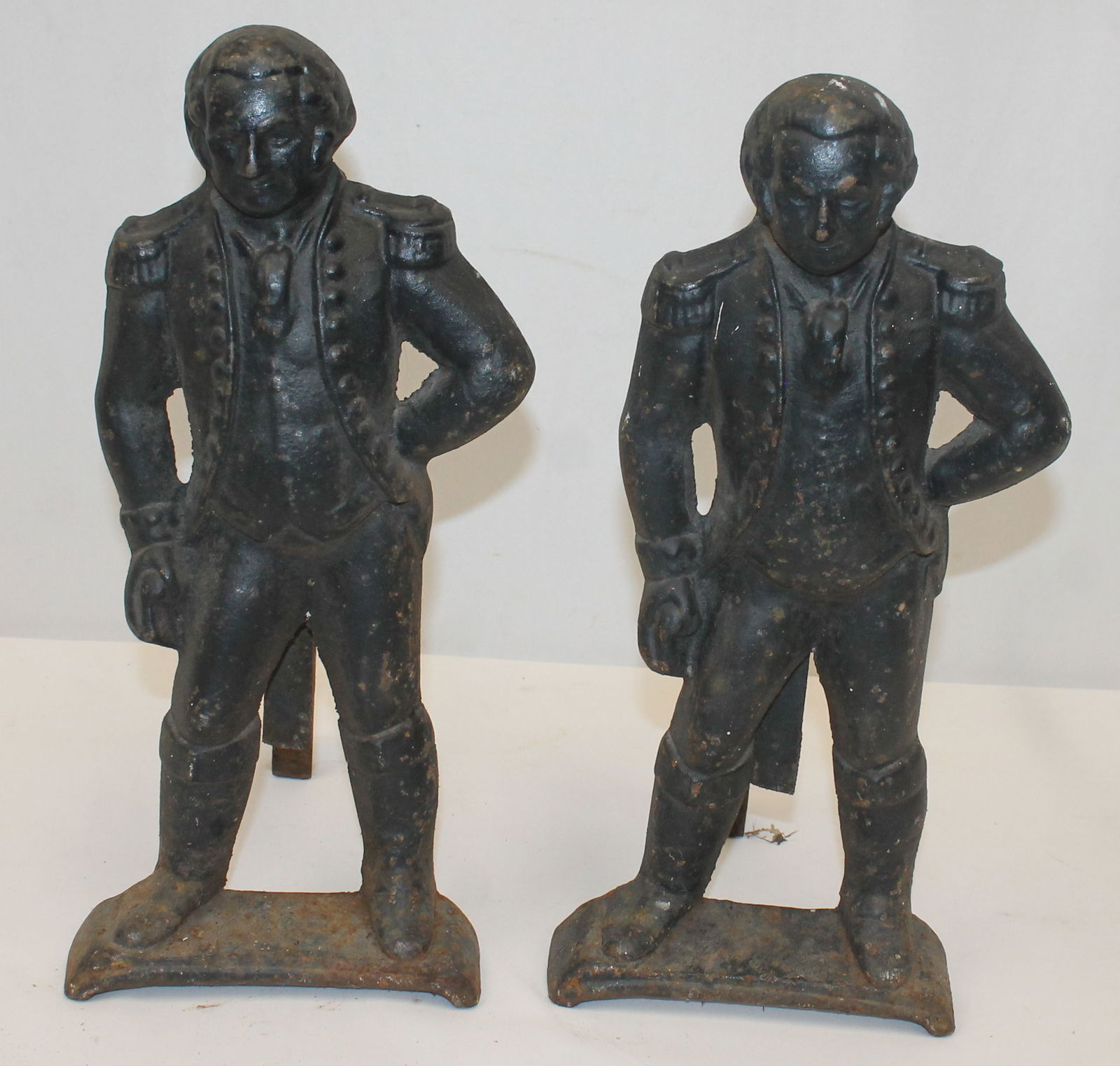 Pr of figural George Washington andirons in black paint - 15 1/2" tall x 8" deep (1 of 5)