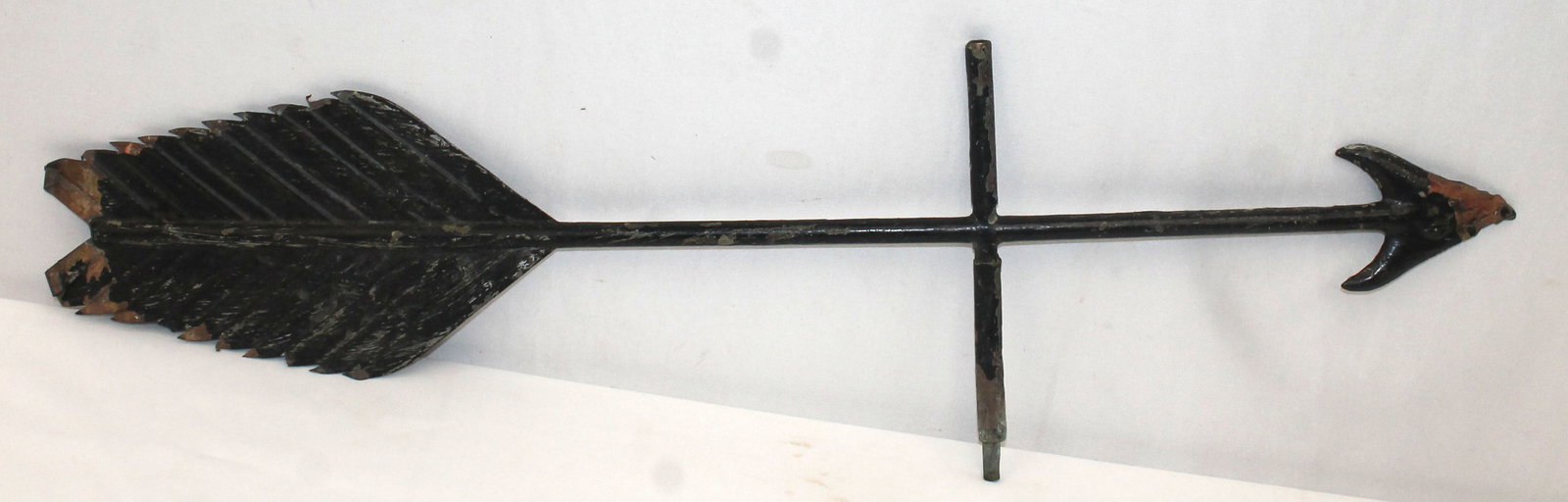 Antique copper arrow & quill weathervane in black paint - 30" long (1 of 4)