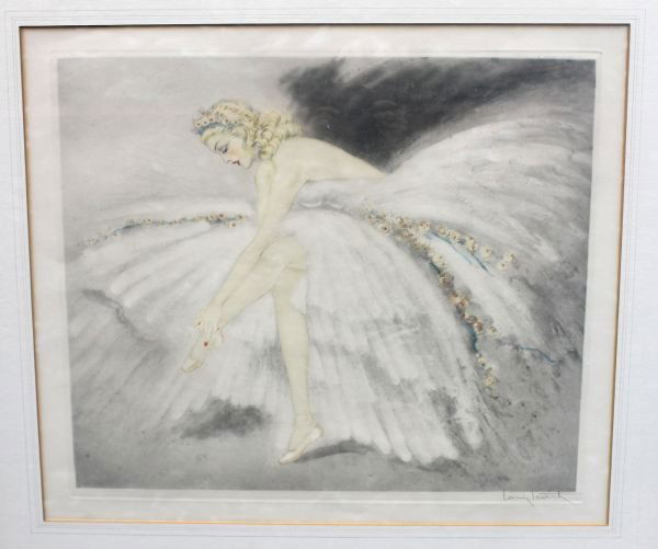 Louis Icart etching "Fair Dancer" cpyrt 1939 in ori: Louis Icart etching "Fair Dancer" cpyrt 1939 in orig frame & mat