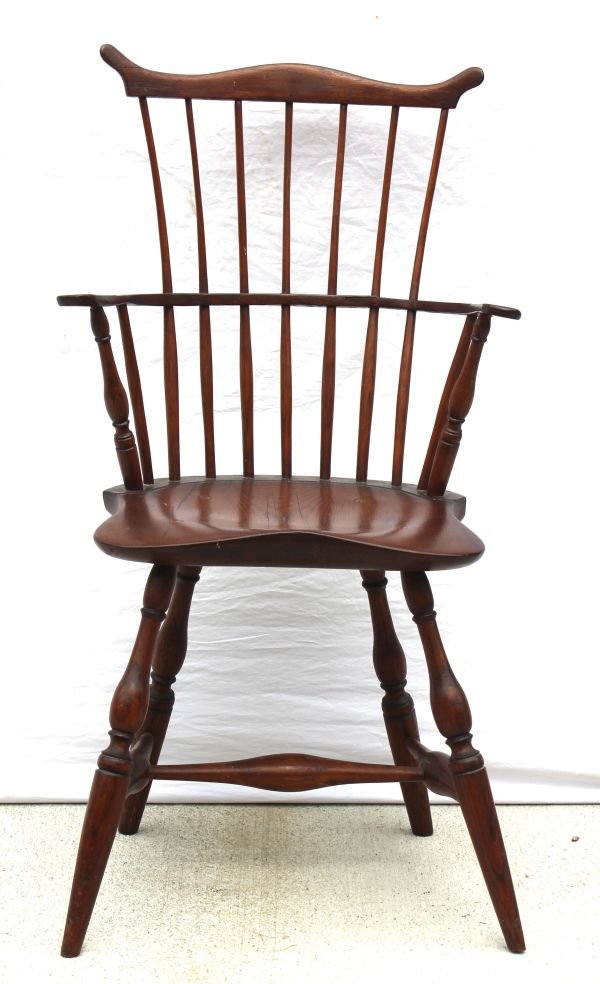 ca 1780 period CT Windsor fanback/ comb back armch: ca 1780 period CT Windsor fanback/ comb back armchair (CT Statehouse type) - 37" tall
