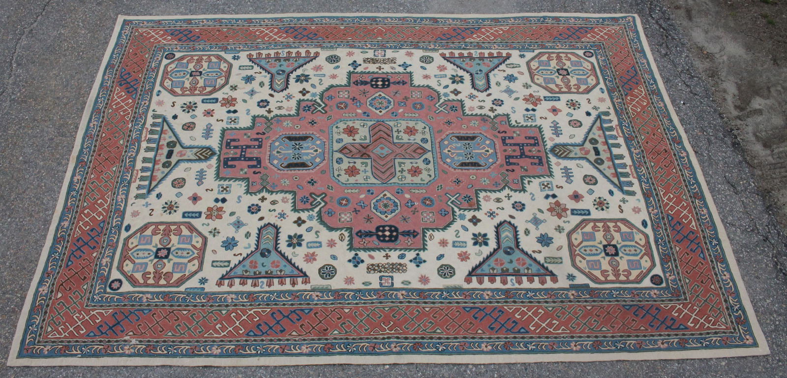 Embroidered flat weave room size rug - 6'4"x9' (1 of 6)