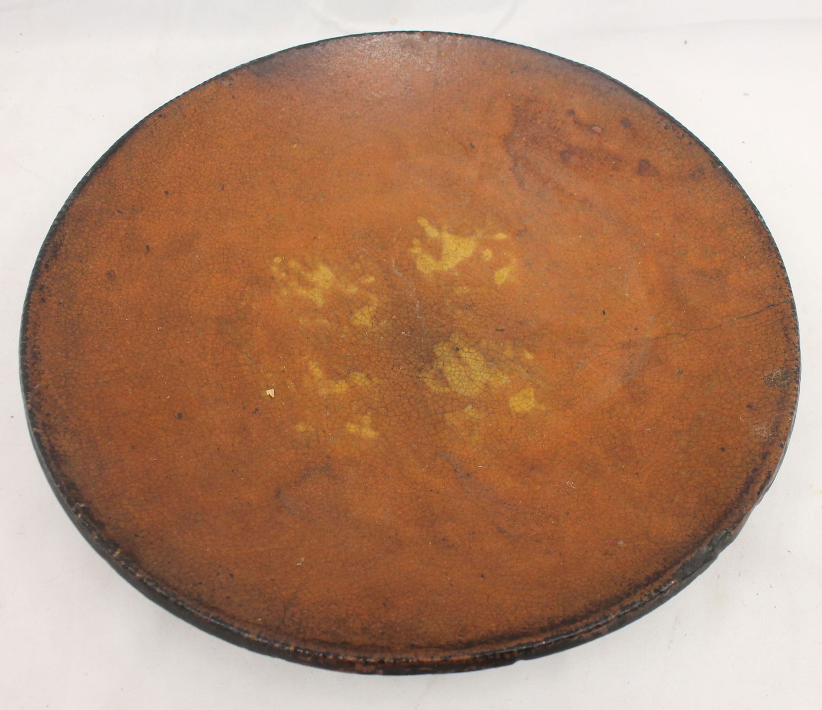 Antique redware plate - 12" diam (1 of 2)