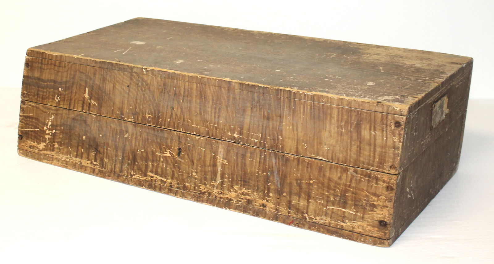 Antique unusual shape grain painted canted map/document box - *' tall x 30" wide x 14" deep (1 of 5)