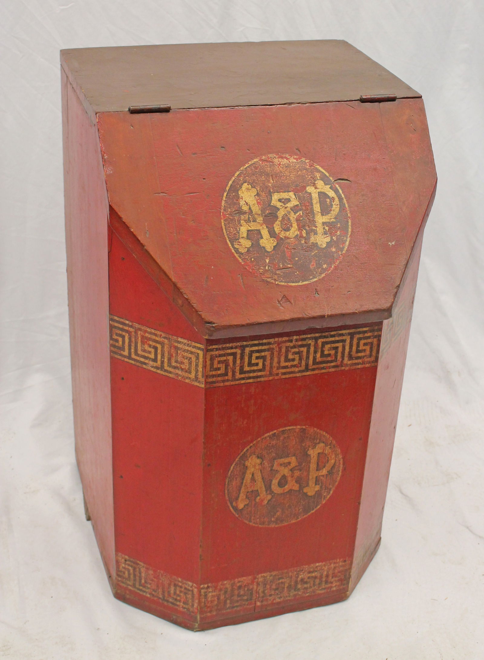 A&P wooden paint dec coffee bin - 30" tall x 18" wide x 19" deep (1 of 5)