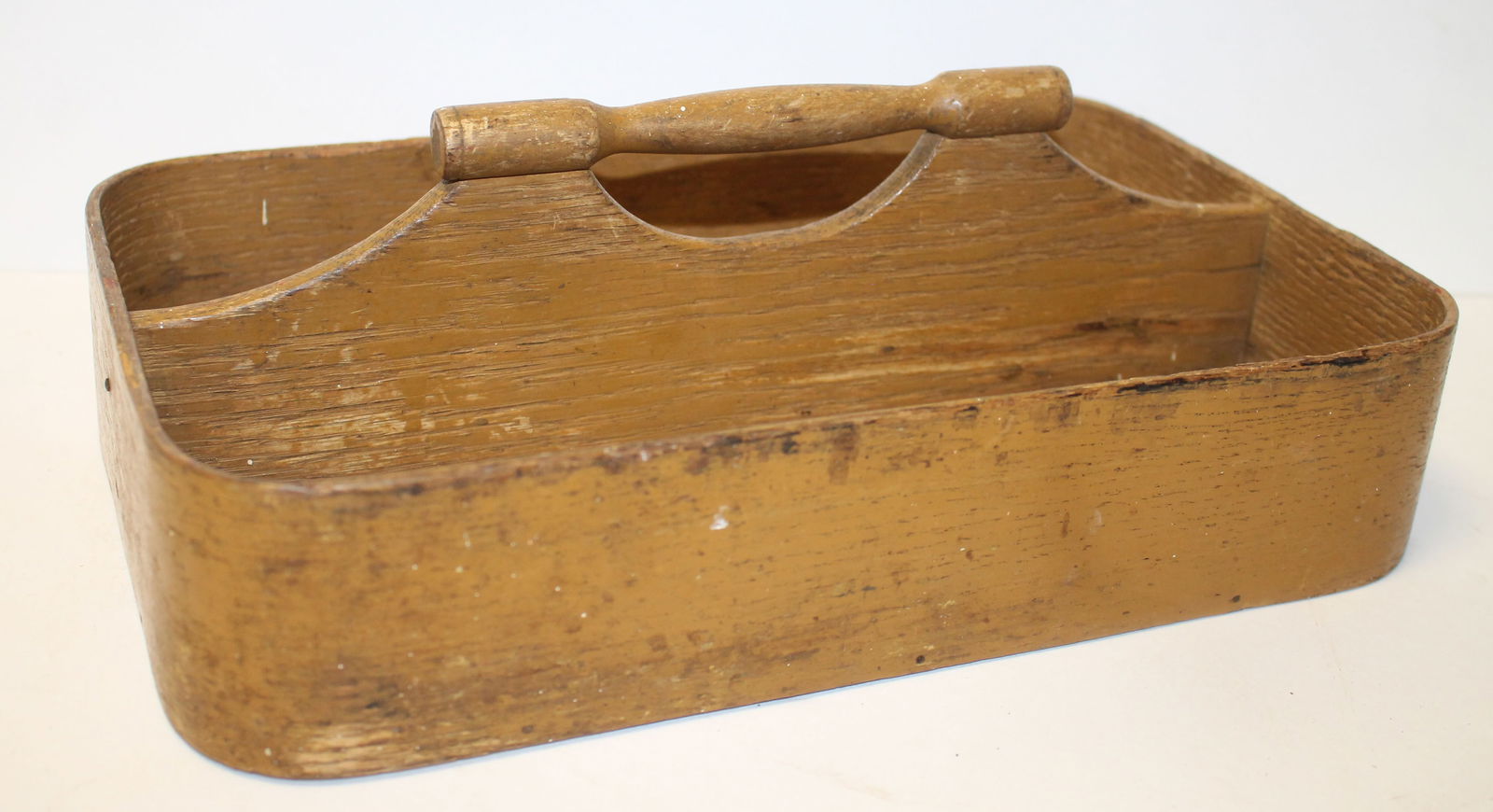 Antique Shaker knife box in mustard paint - 4" tall x 13"x8" (1 of 5)