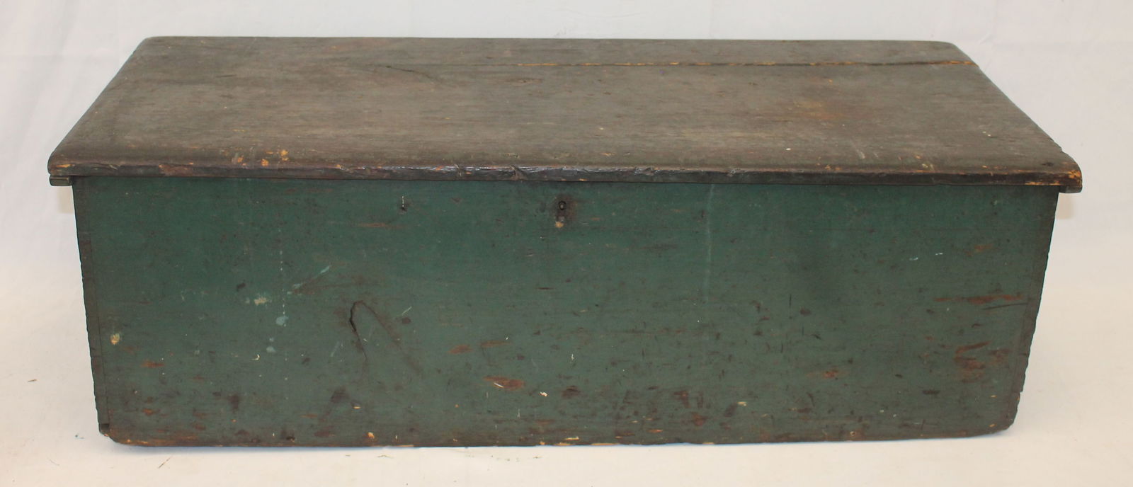 Antique ship's box in green paint w rope handles - 11" tall x 34 1/2" wide x 14" (1 of 10)
