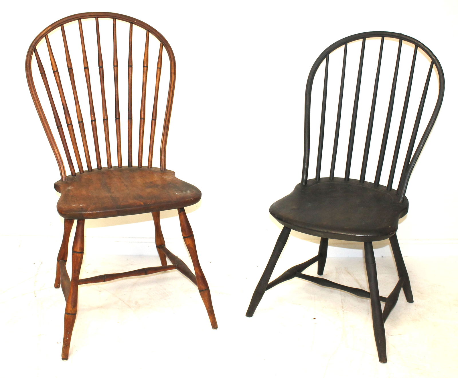 Lot of 2 antique Windsor bowback sidechairs - 1 in black paint (1 of 9)
