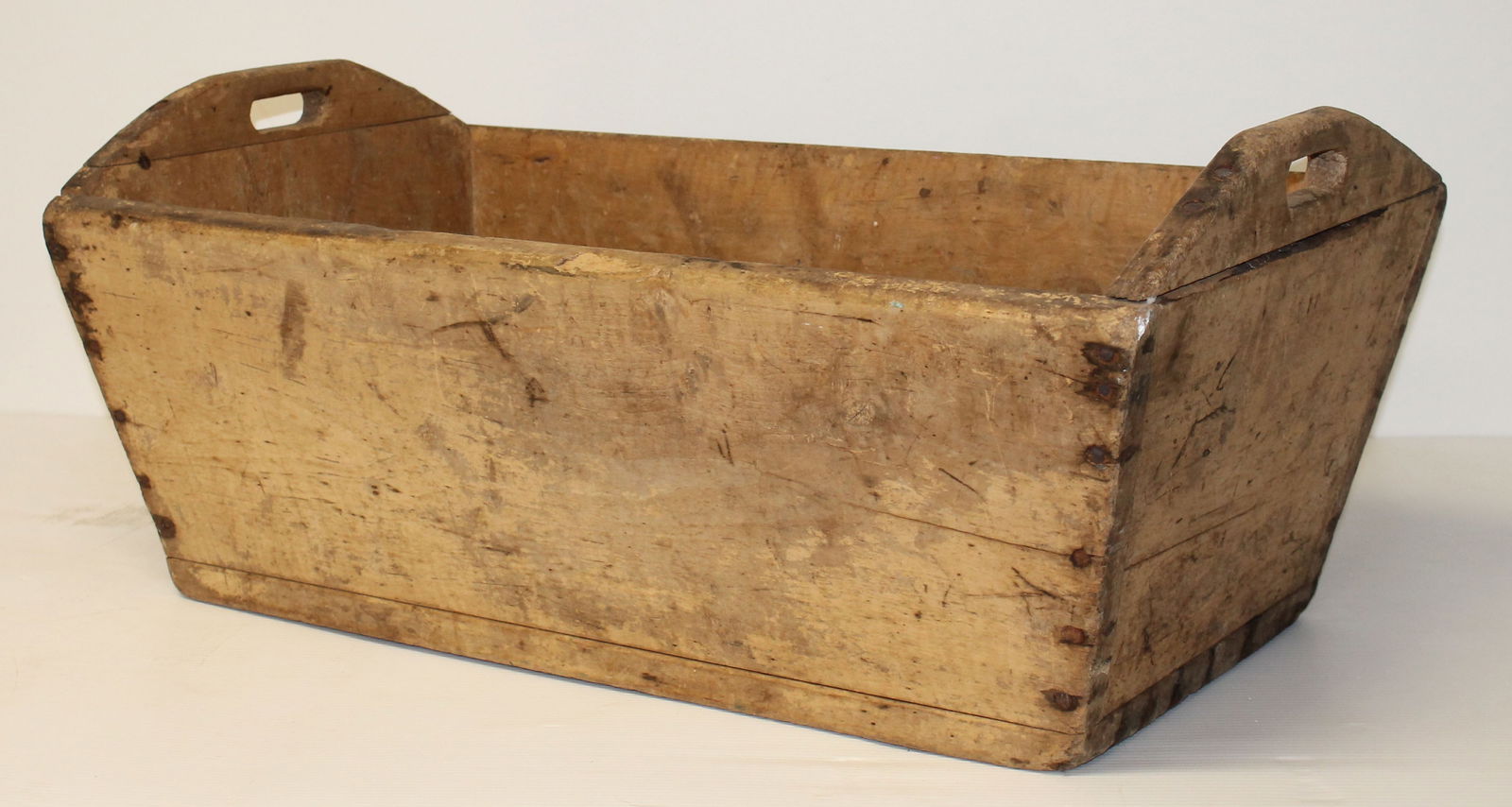 Antique dough box in attic surface w old nail construction - 13" tall x 30 1/2" wide x 16 1/2" deep (1 of 8)