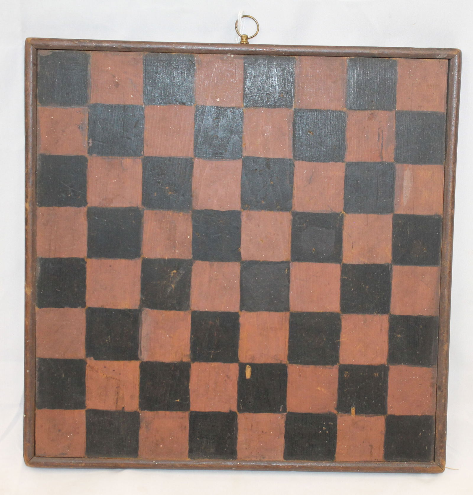 Small checkers gameboard in red & black paint - 11" square (1 of 3)
