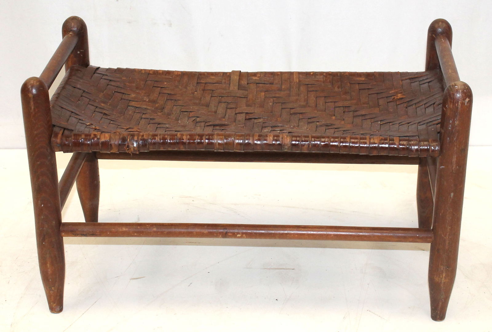 Antique small splint top bench/stool - 15" tall x 24" wide x 10" deep (1 of 4)