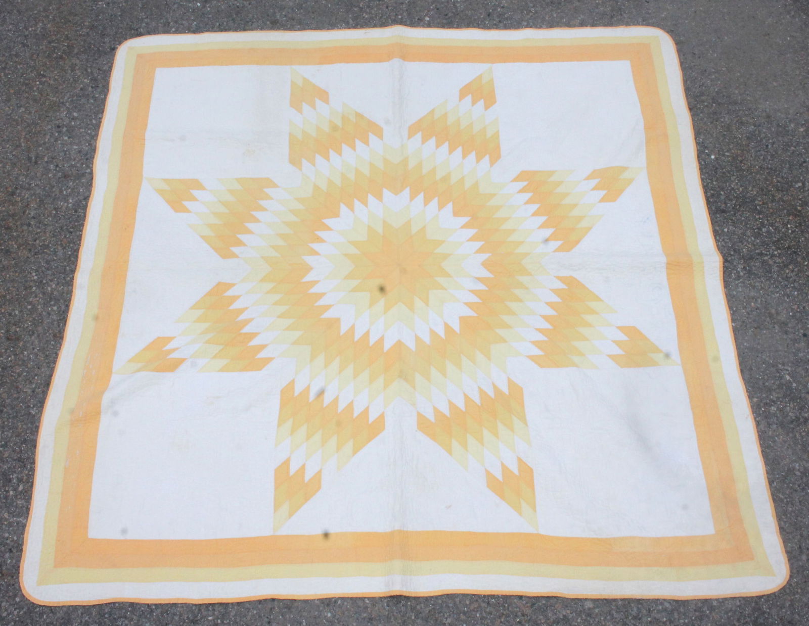 Antique quilt in yellows & white - hand stitched - 82"x83" (1 of 8)