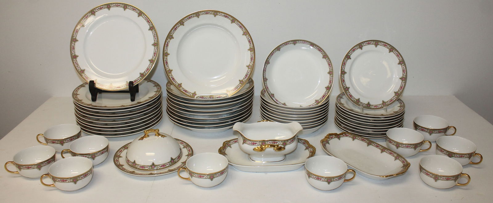 Limoges china service - 60 pcs incl dinner plates, salad plates, dessert plates, cups, gravy & (1 of 8)