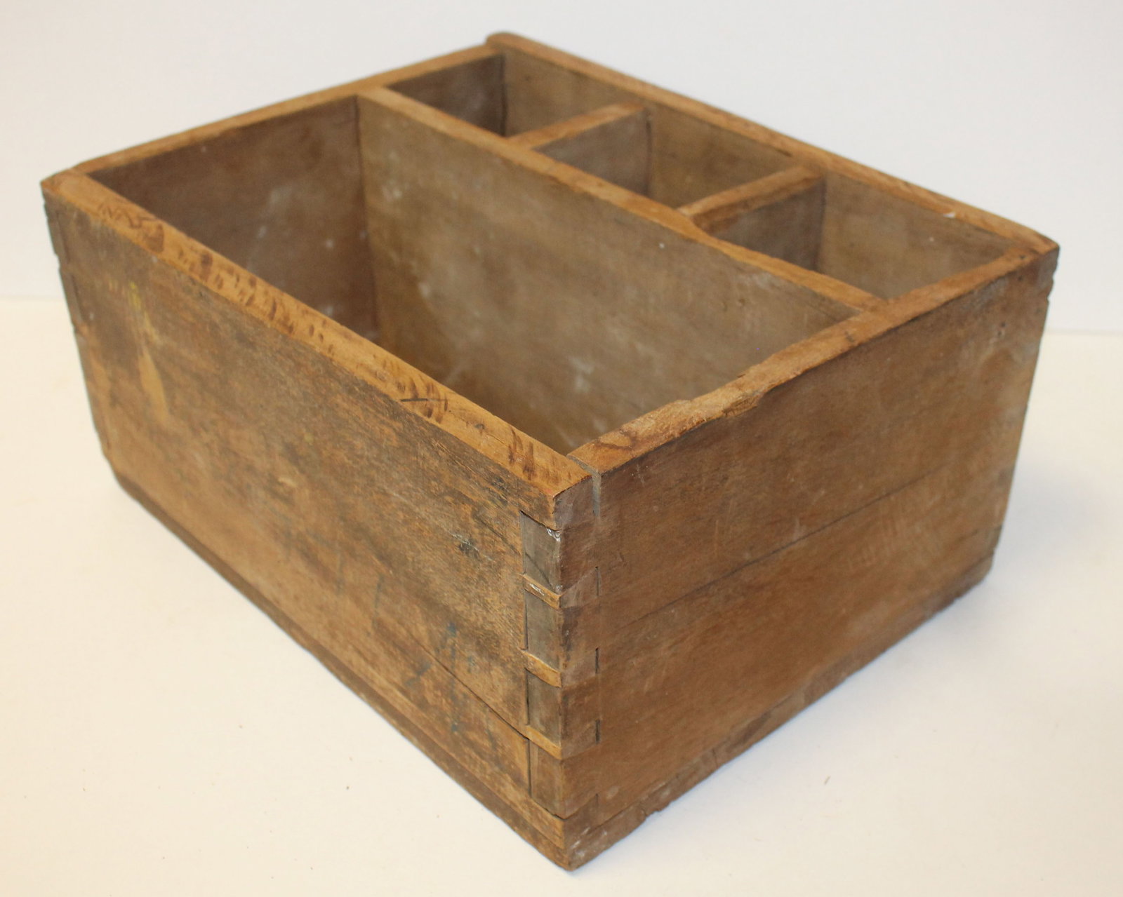 Antique utility box w divided interior in salmon paint - 6" tall x 12 1/2" wide x 10" deep: Antique utility box w divided interior in salmon paint - 6" tall x 12 1/2" wide x 10" deep