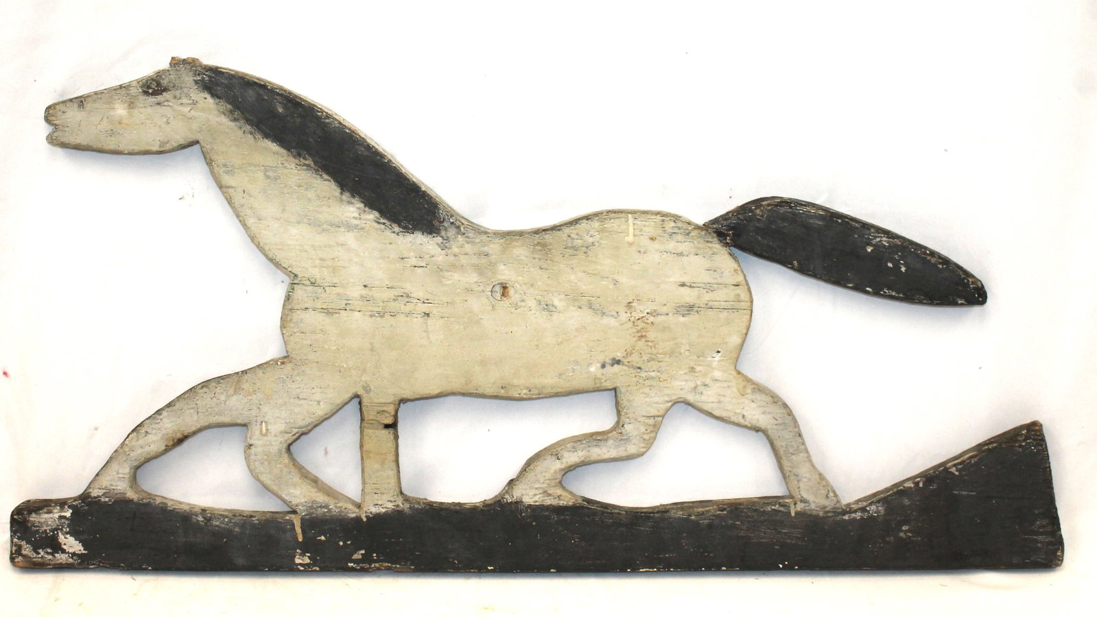 Carved & painted wooden horse on arrow - 15"x32" long: Carved & painted wooden horse on arrow - 15"x32" long