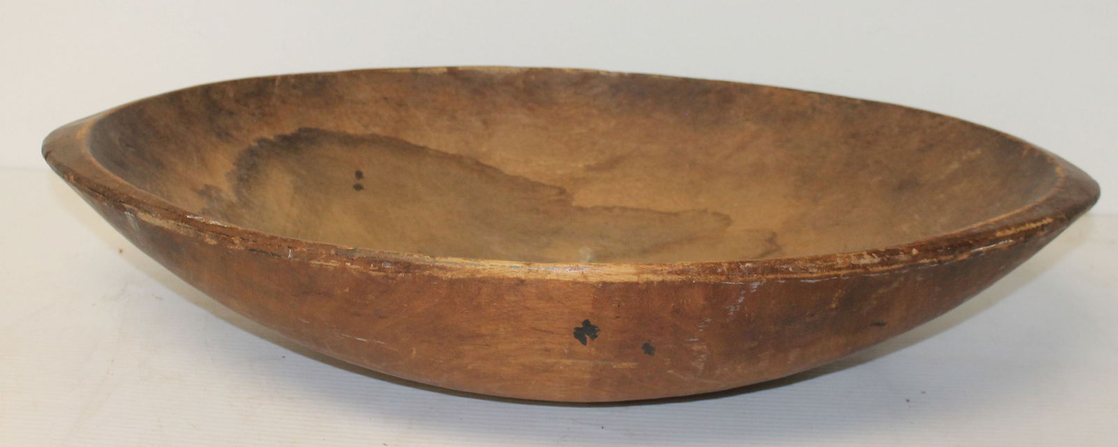 Antique wooden trencher with 4 wooden utensils/implements - 23 1/2" x 15" trencher - implements are (1 of 14)