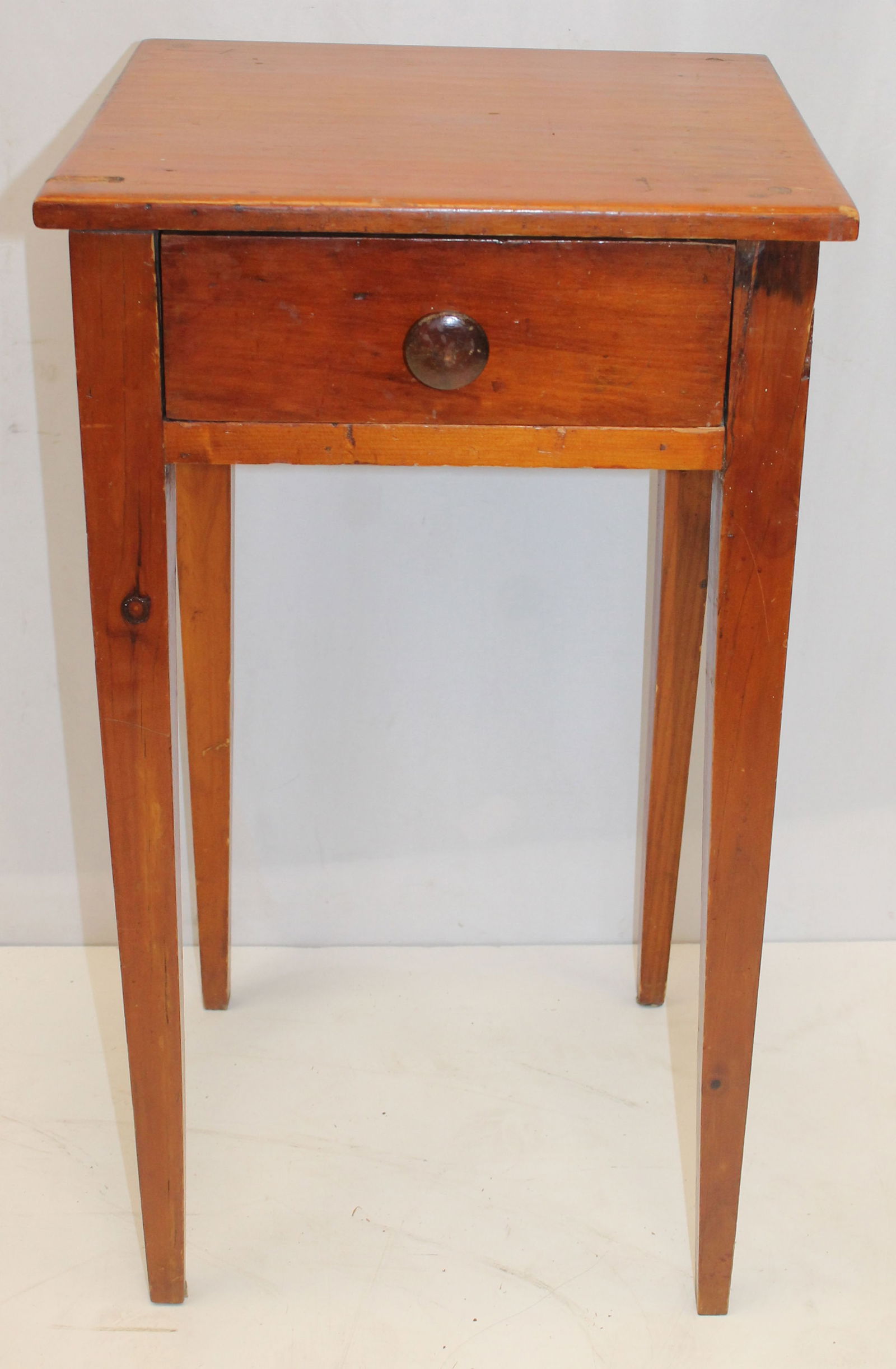 Antique 1 drawer stand w tapered legs - 29" tall x 16 1/2" wide x 15 3/4" deep (1 of 6)