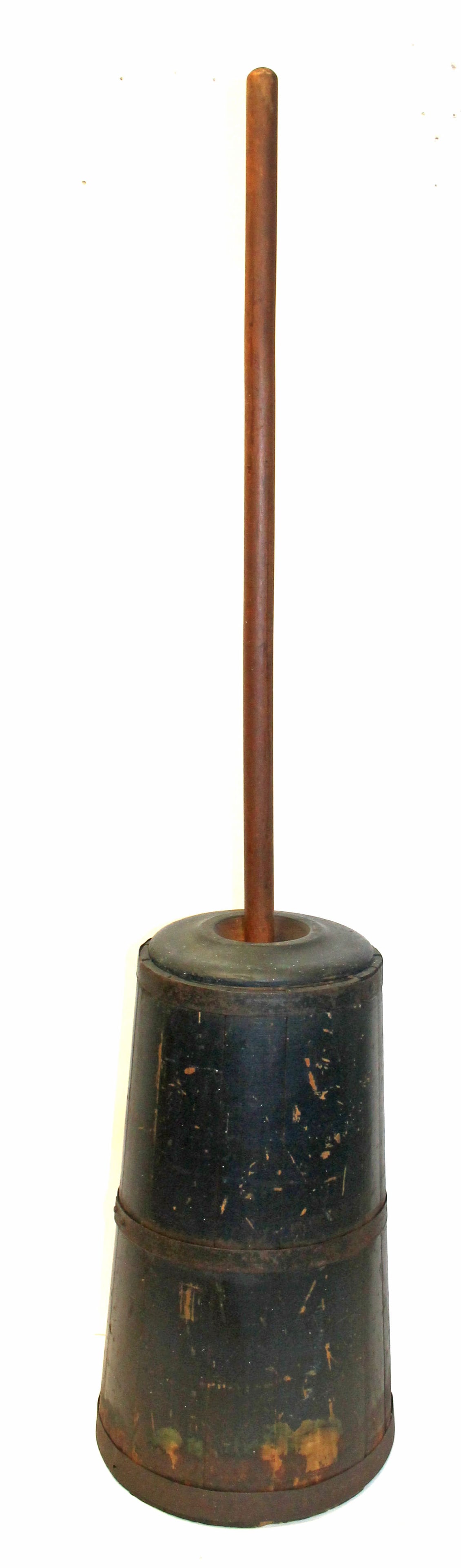 Antique butter churn in blue paint - 18" tall (without dasher) x 8" diam (1 of 4)