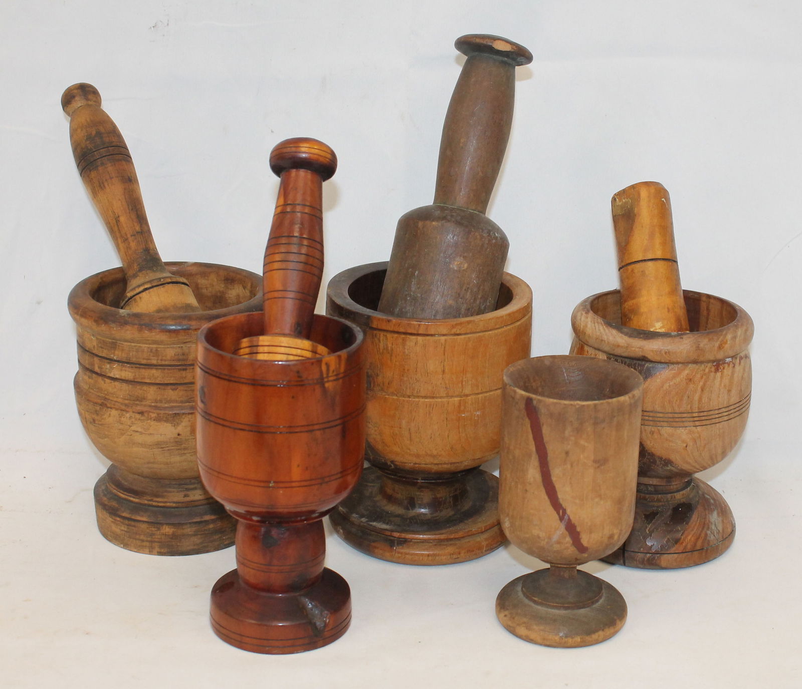 Lot of 5 wooden mortars & pestles (1 of 11)
