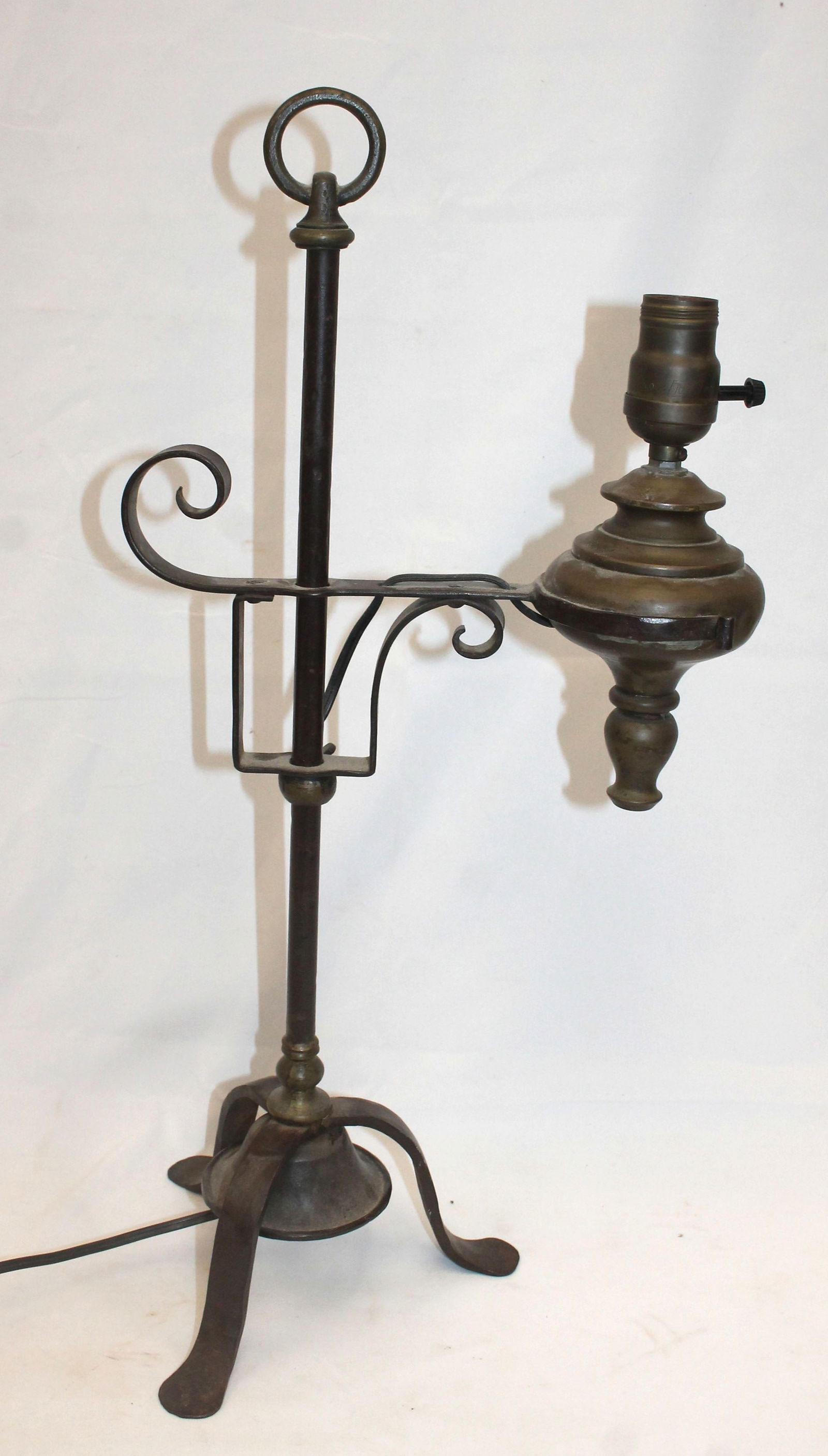 Antique copper & iron student lamp - (1 of 4)
