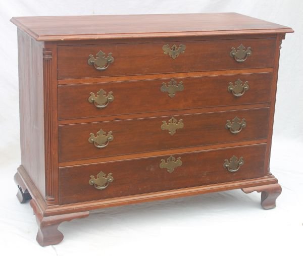 period 4 drawer chest on ogee bracket base w stop f: period 4 drawer chest on ogee bracket base w stop fluted quarter columns - 41 1/2" case width