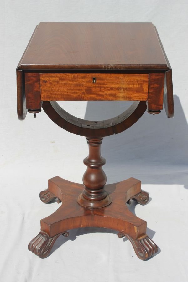 period Regency mahogany sewing table w fitted inte: period Regency mahogany sewing table w fitted interior