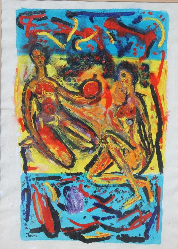 sgnd Jorn (Asger Oluf 1914-1973) approx 36"x28" o/: sgnd Jorn (Asger Oluf 1914-1973) approx 36"x28" o/paper abstract - this work has not been authenticated