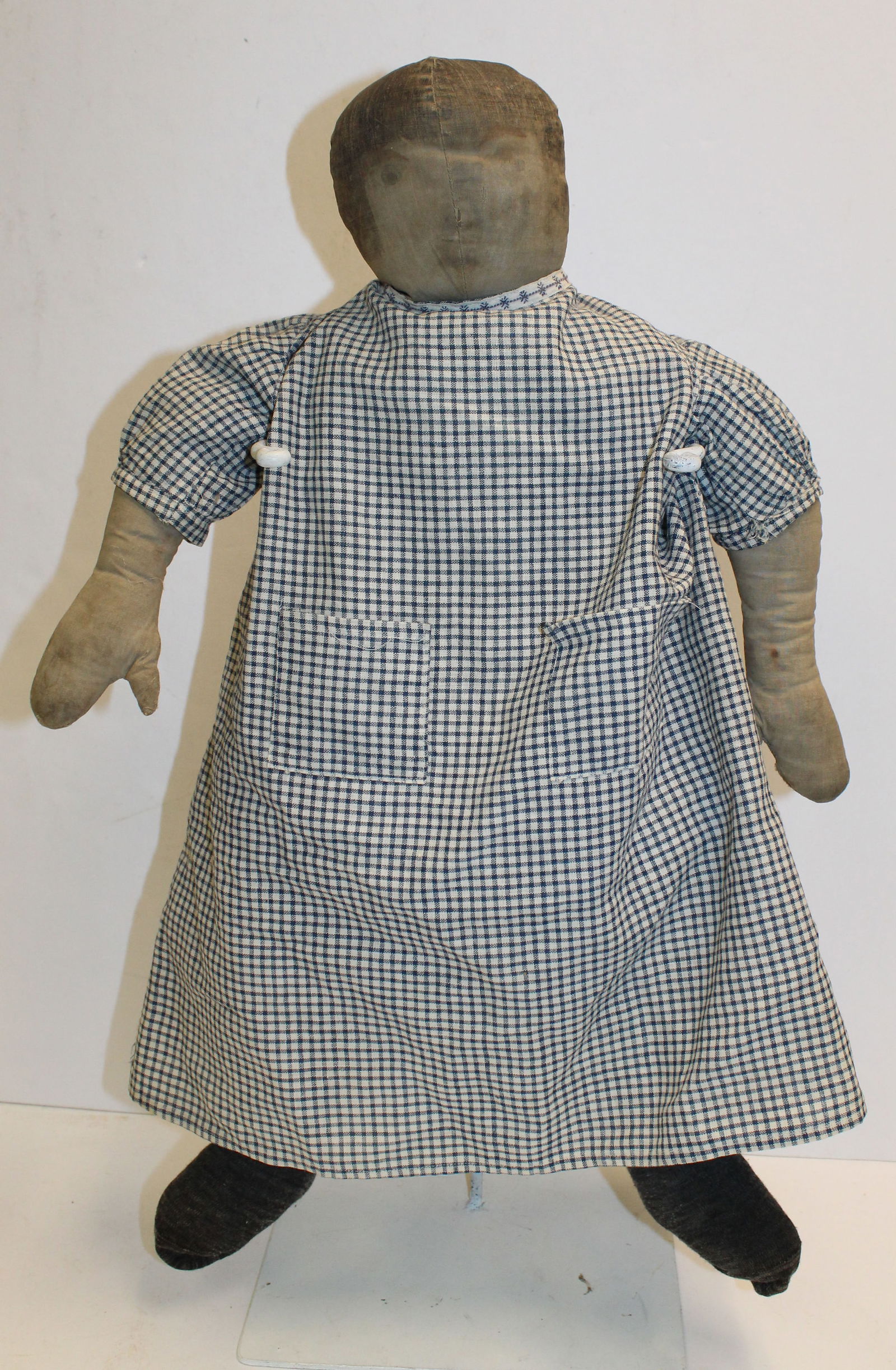 Late 19th/early 20thC cloth doll w penciled face - 22" tall (1 of 8)