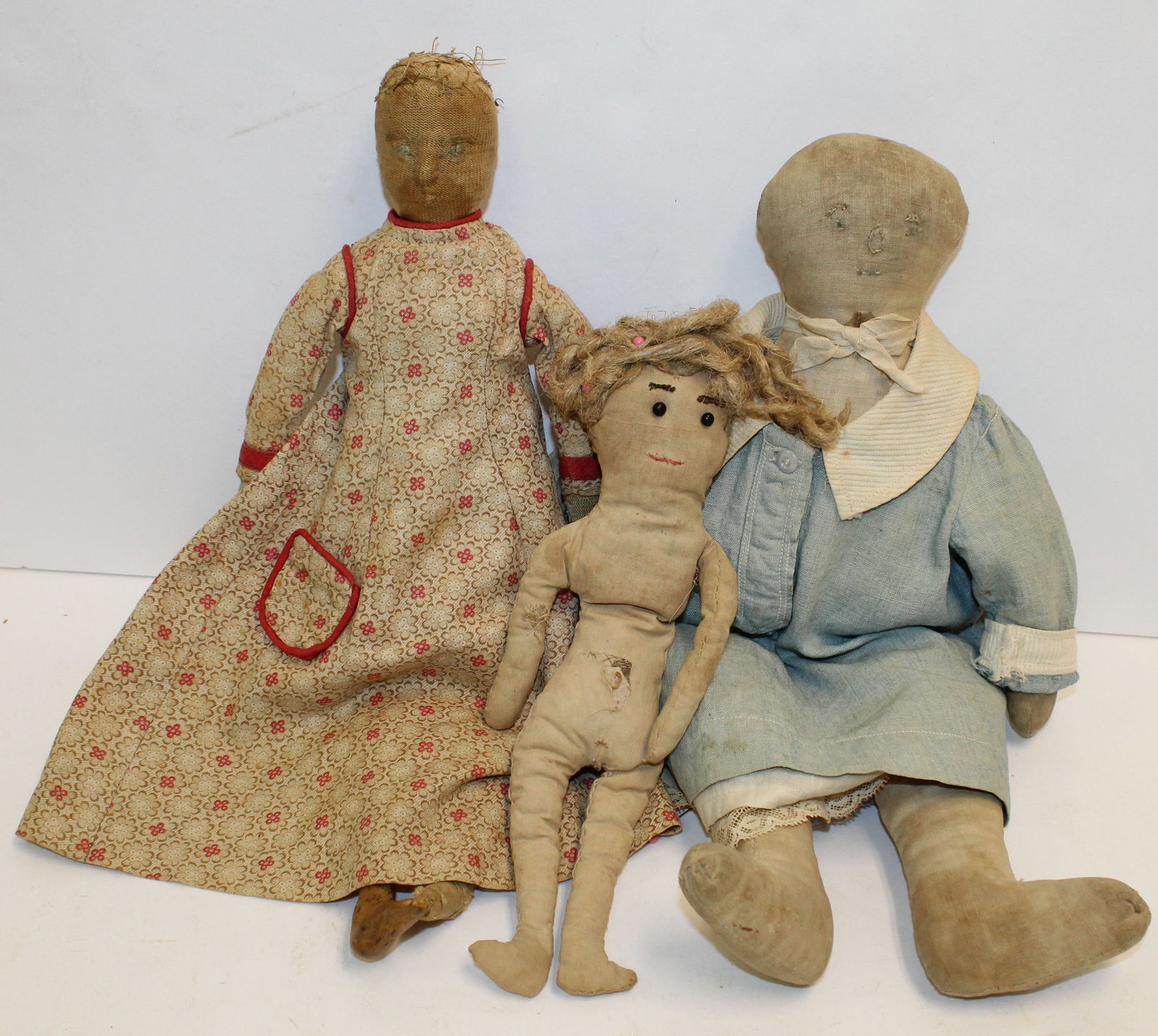 Lot of 3 early/mid 20thC cloth dolls (1 of 9)